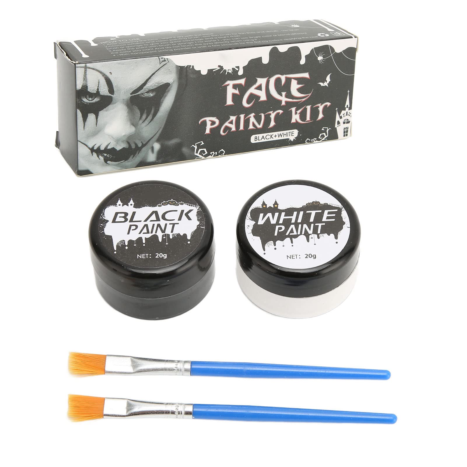 Professional Body Paint Set - Halloween & Cosplay Face & Body Painting Kit with Black & White Makeup - Perfect for Costume Parties, Theater, and Special Effects Makeup