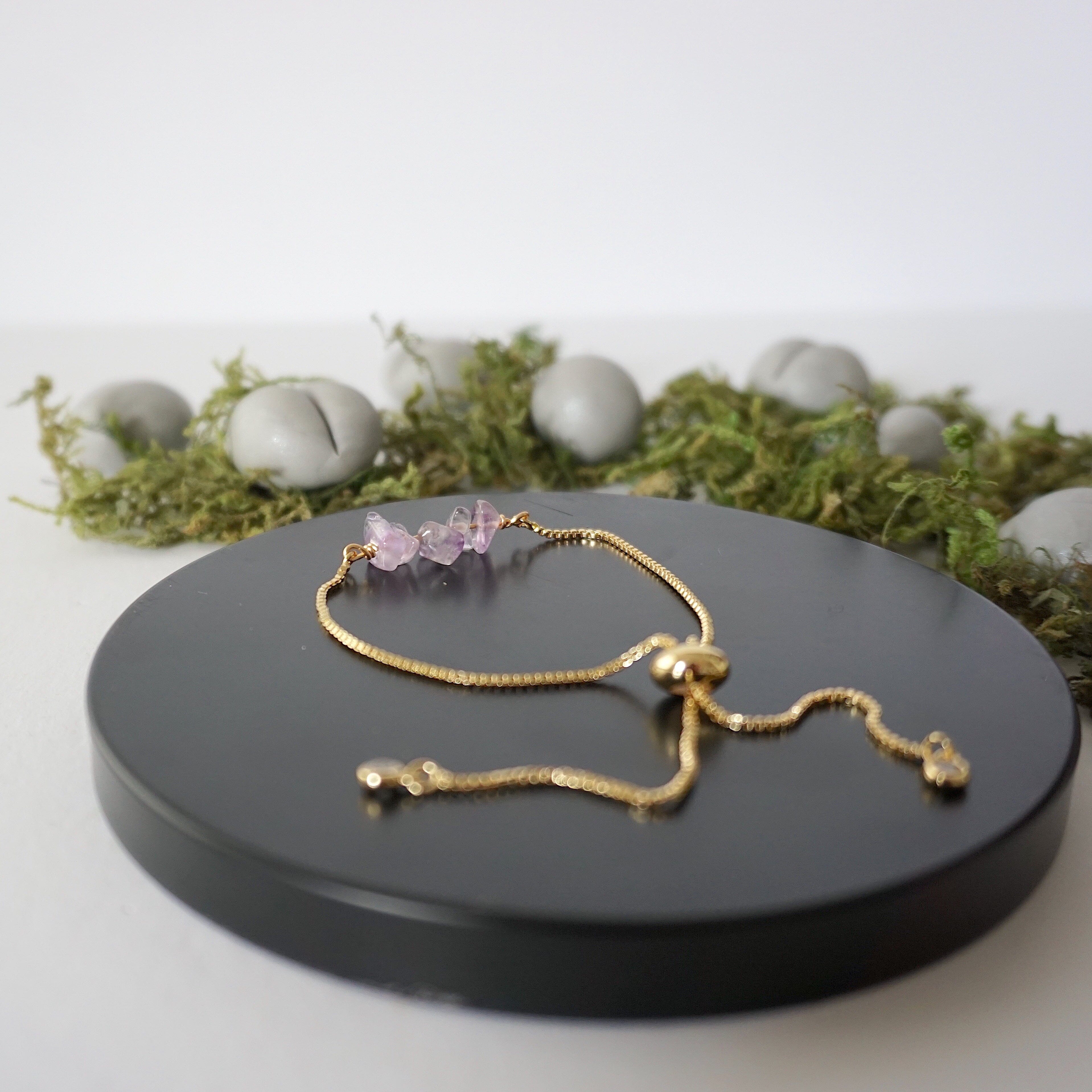 14K Gold Plated Adjustable Amethyst Crystal Bolo Bracelet for Women - Elegant Boho Jewelry Gift for Birthday, Anniversary & Special Occasions