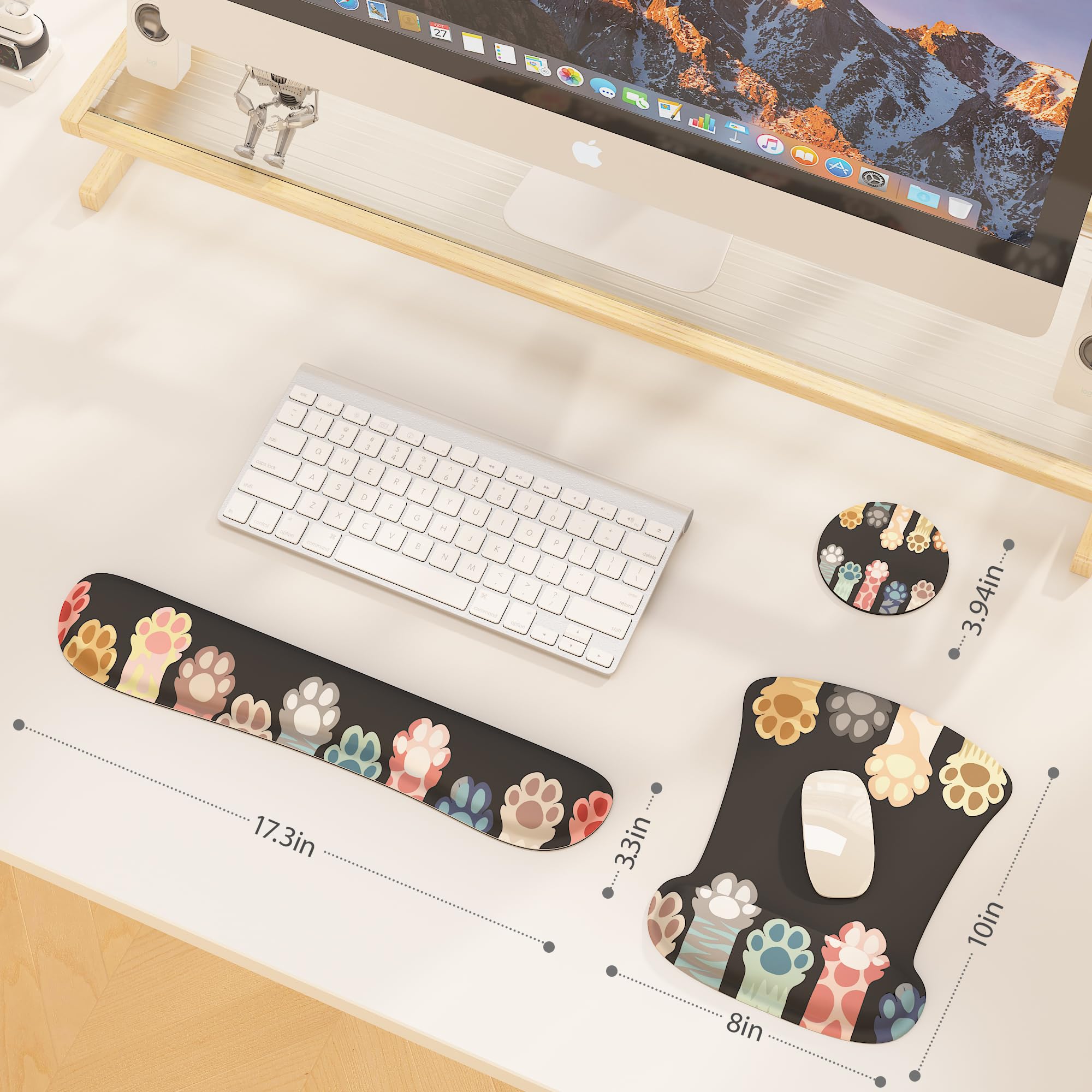 3-in-1 Ergonomic Mouse Pad Set with Wrist Rest - Memory Foam Keyboard & Gel Mouse Pad for Office & Gaming