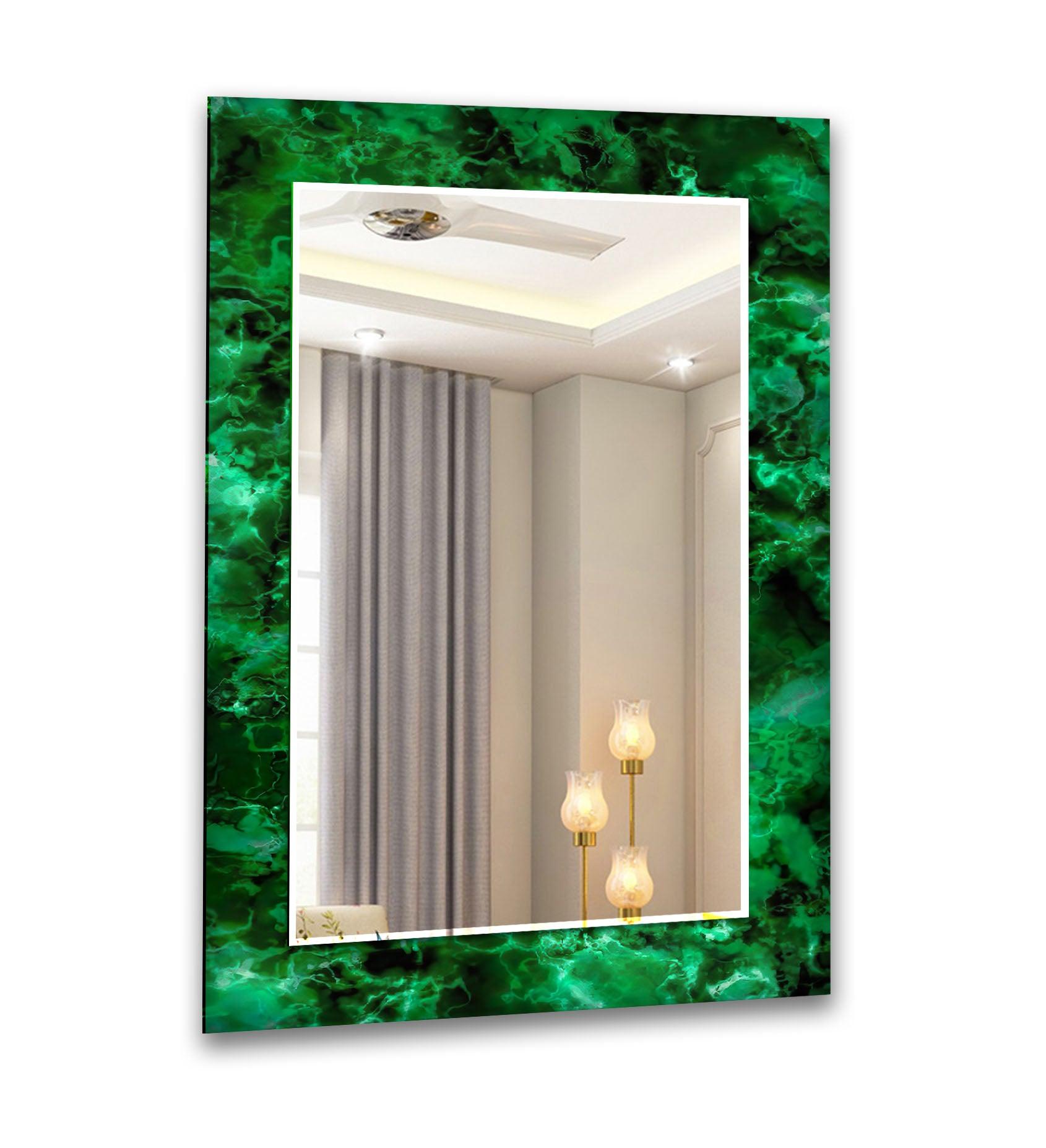Modern Black & Green Abstract Wall Mirror - Unique Decorative Mirror for Living Room, Bedroom, or Entryway - Perfect for Home & Office Decor