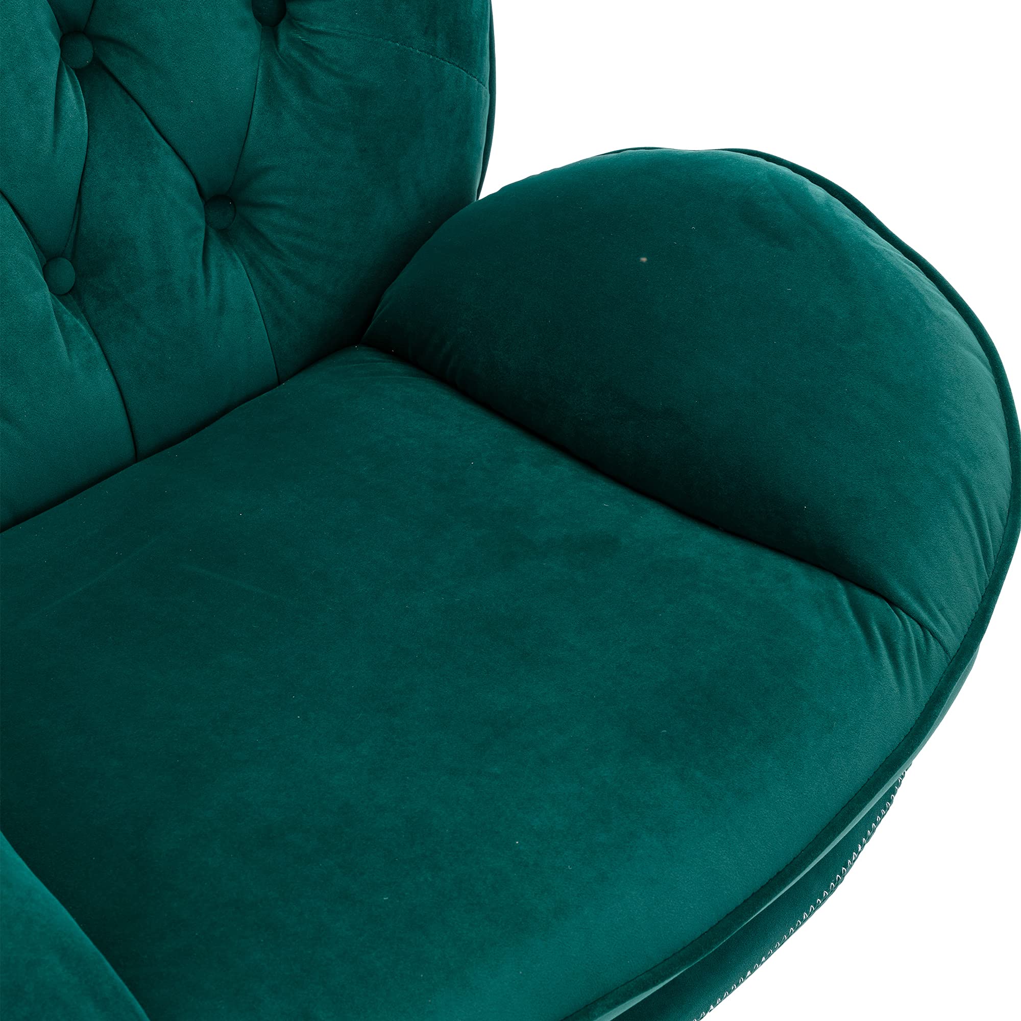 Velvet Swivel Accent Chair with Ottoman - Modern Lounge Chair with Footrest, Comfortable TV Chair with Sturdy Metal Base for Bedroom, Living Room & Home Office (Green) - Perfect for Relaxing, Reading & Entertaining Guests