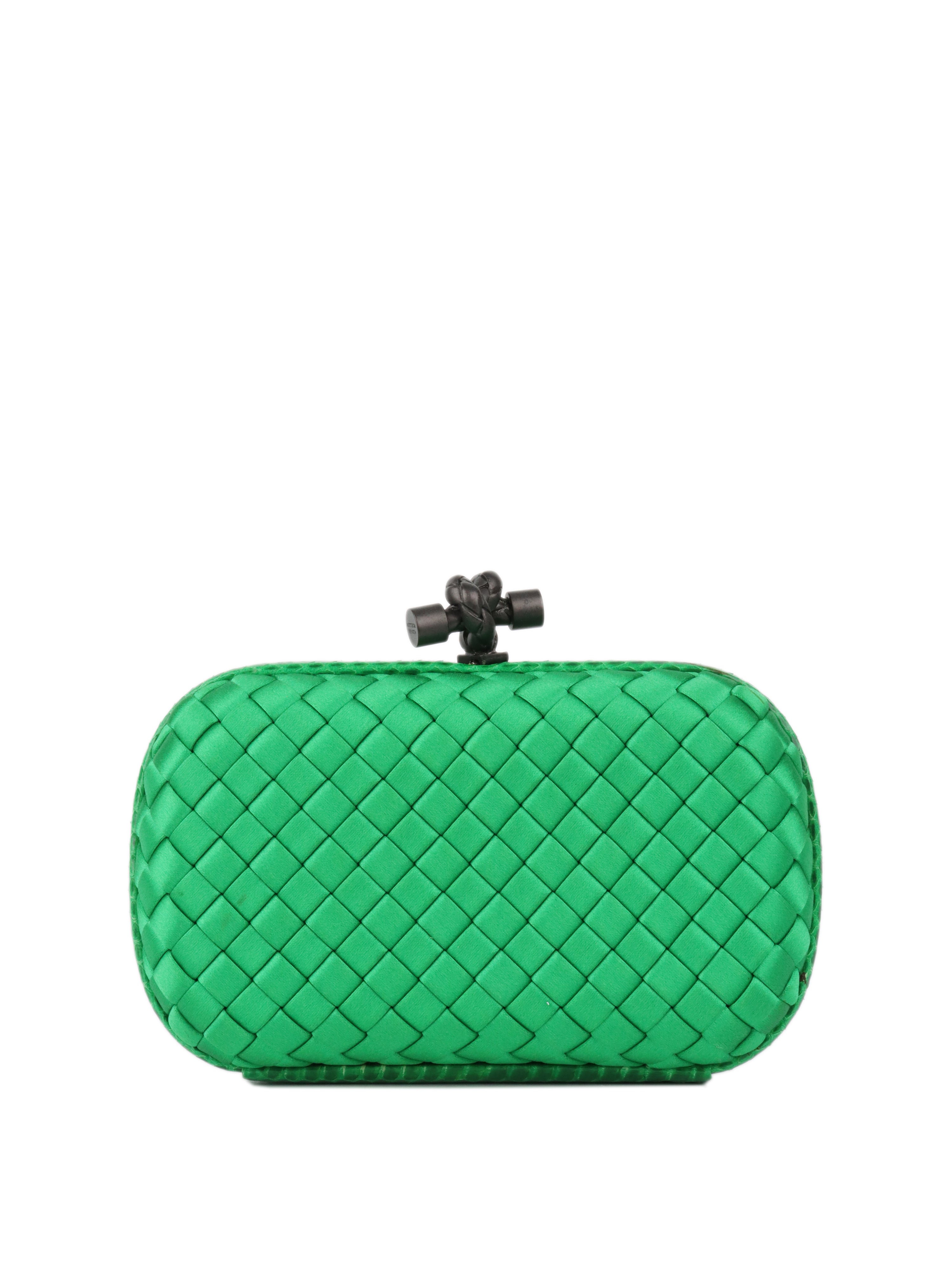 Bottega Veneta Green Intrecciato Leather Clutch Bag for Women | Luxury Designer Handbag for Evening Parties, Weddings & Special Occasions