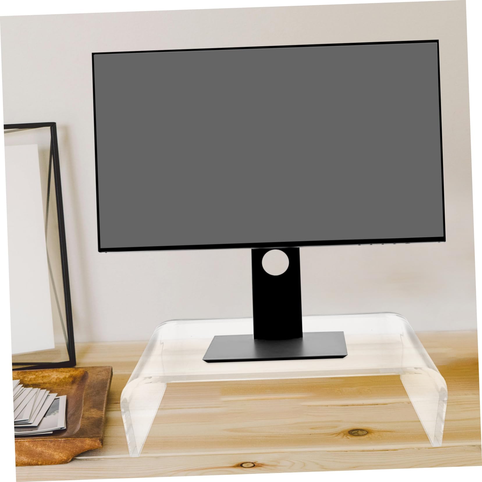 DIYEAH Clear Acrylic Computer Monitor Riser - Adjustable Laptop Stand, Printer Shelf, Screen Desk Organizer for Home Office, Gaming Setup, and Workspace Efficiency
