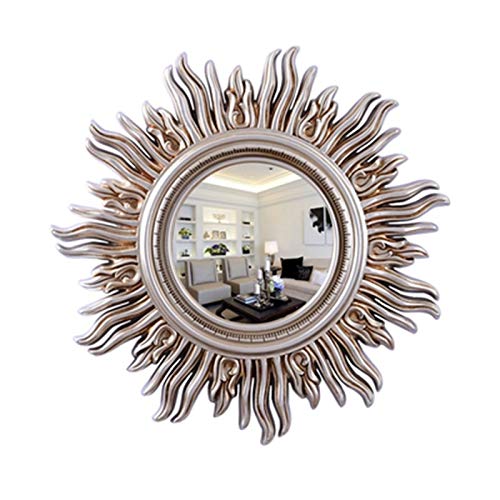 Vintage Sunburst Wall Mirror - Antique Gold Round Decorative Mirror for Living Room, Mid Century Modern Style PU Hanging Mirror - Perfect for Home Decor, Bedroom, Entryway & Boho Chic Interiors