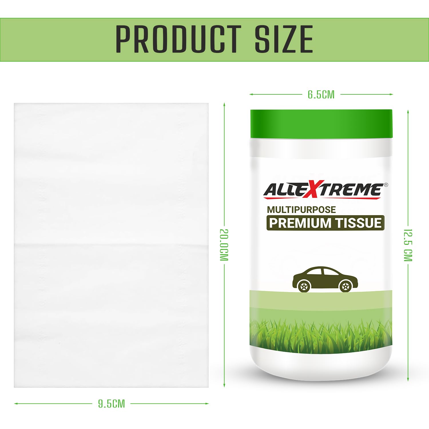 AllExtreme Portable Multi-Purpose Tissues Cup Holder Cylinder Tissue Box Napkin Case - 50 Pulls for Car, Home & Travel (Pack of 5: 1 Canister with Tissues + 4 Refills) | Perfect for Road Trips, Office Desks & Baby Changing Stations