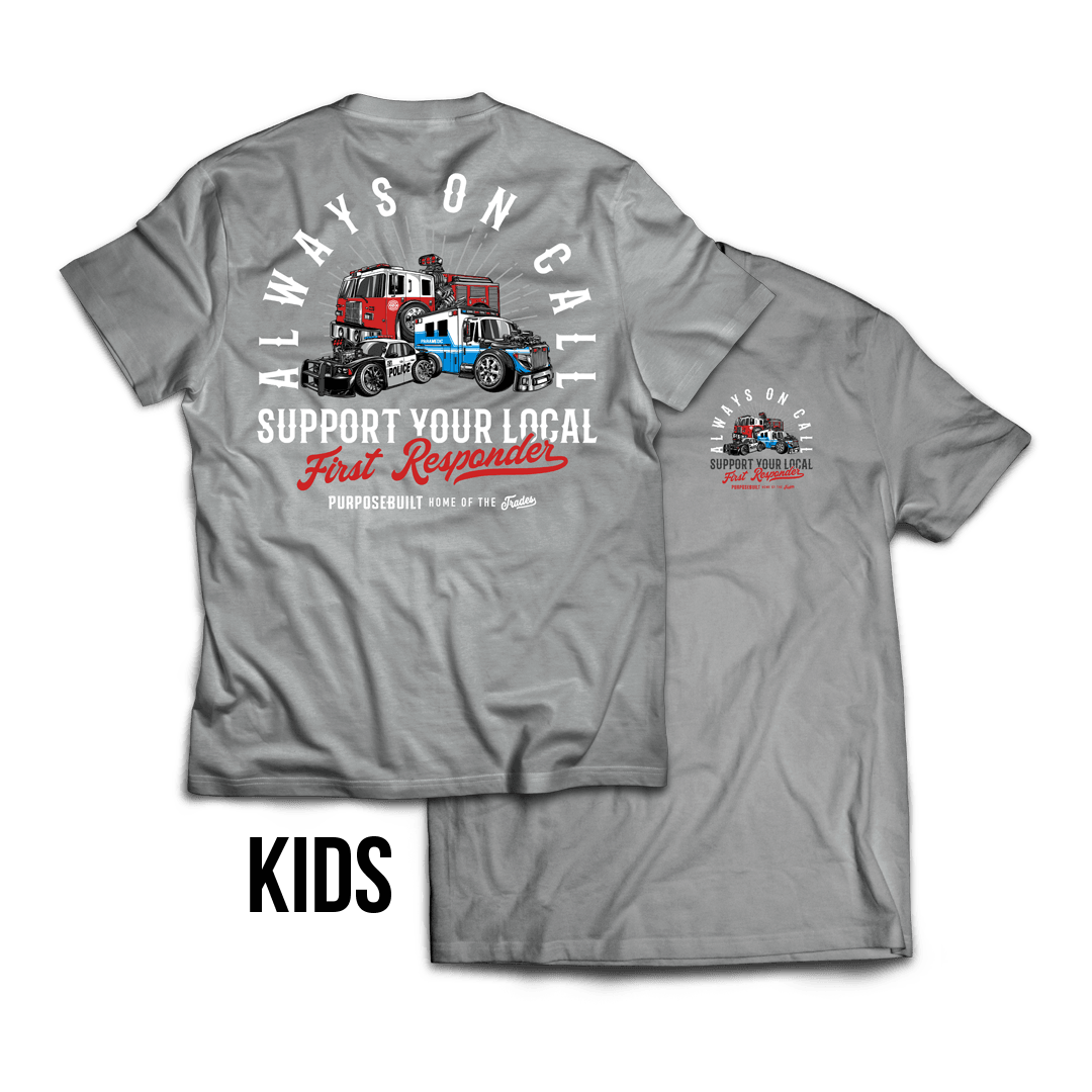 Youth Support Your Local First Responder T-Shirt - Gray Cotton Tee for Kids & Teens | Casual Wear & Community Pride