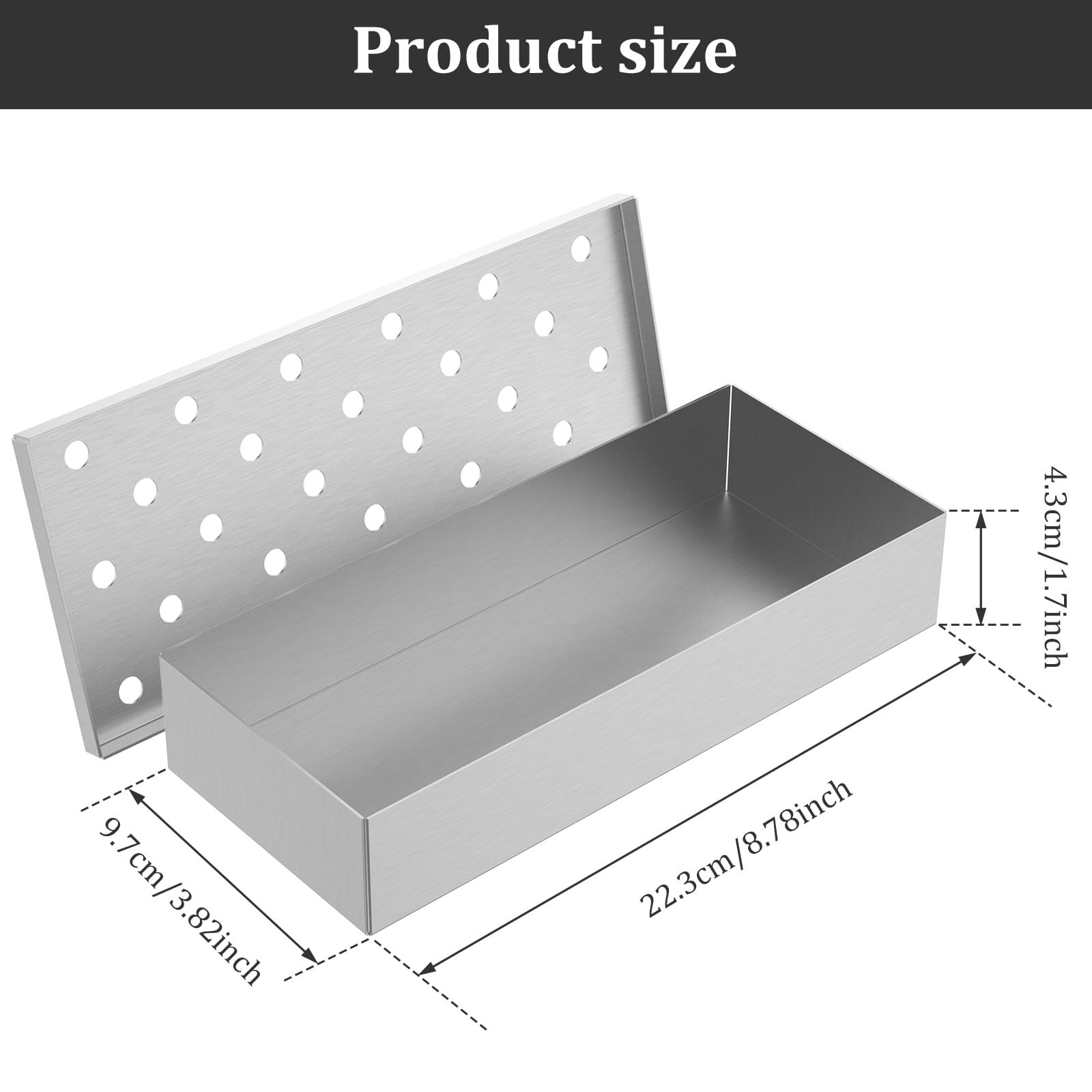 2Pcs Stainless Steel BBQ Smoker Box with Lid - Wood Chip Smoker Box for Gas & Charcoal Grills - Enhance Grilling Flavors - Perfect for Backyard BBQ, Camping & Outdoor Cooking