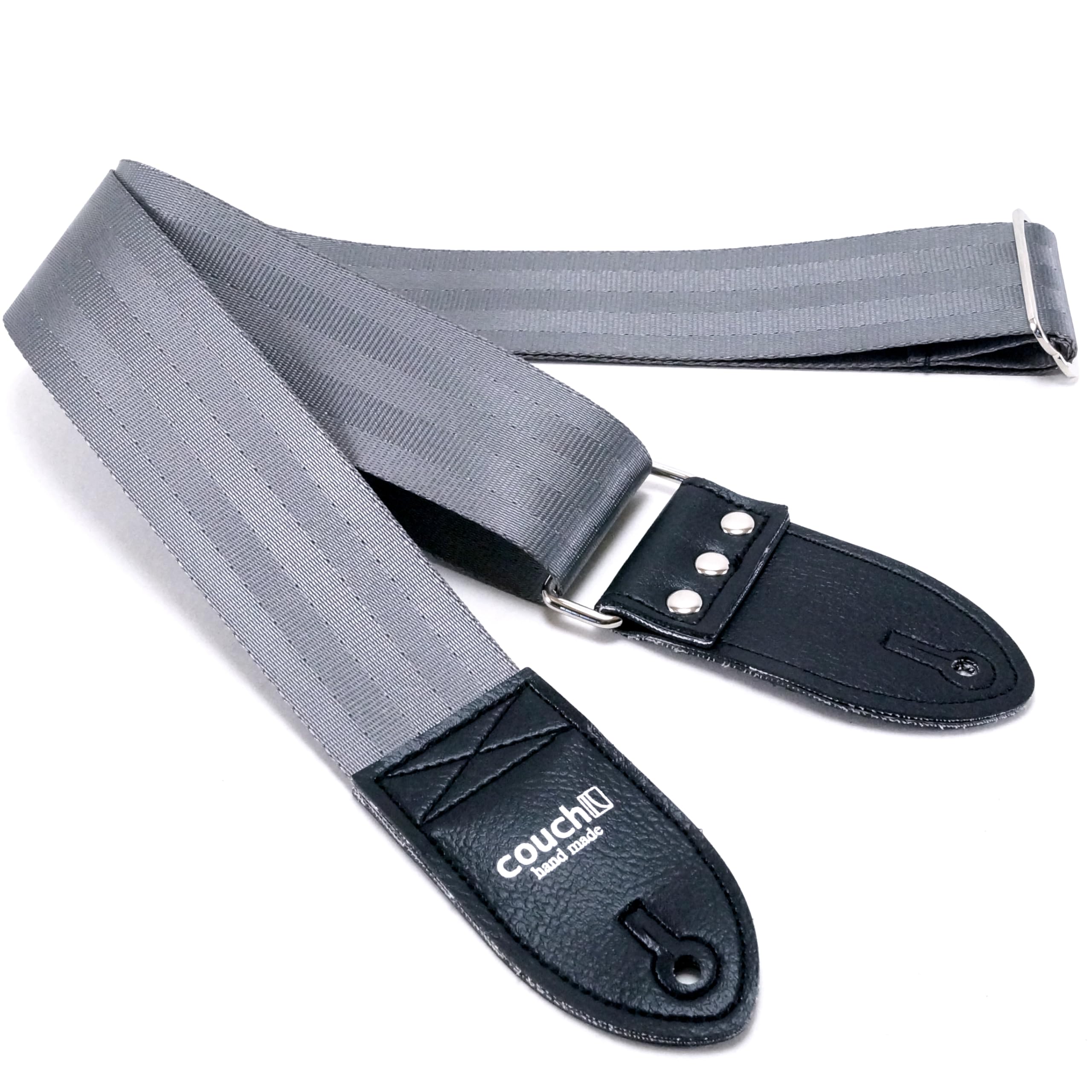 Recycled Seatbelt Guitar Strap - Made in USA | Adjustable & Durable Silver Guitar Strap for Acoustic/Electric Guitars | Perfect for Live Performances & Studio Sessions