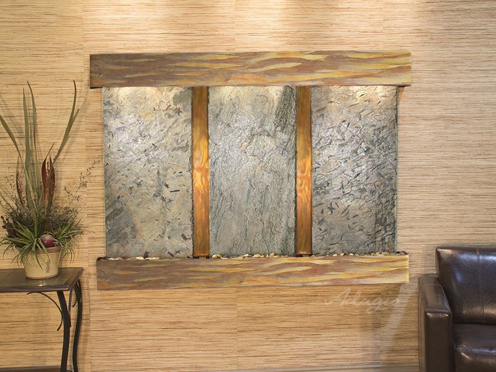 Adagio Olympus Falls Square Rustic Copper Green Natural Slate Tile - OFS1002 - Perfect for Kitchen Backsplash, Bathroom Walls & Fireplace Surrounds