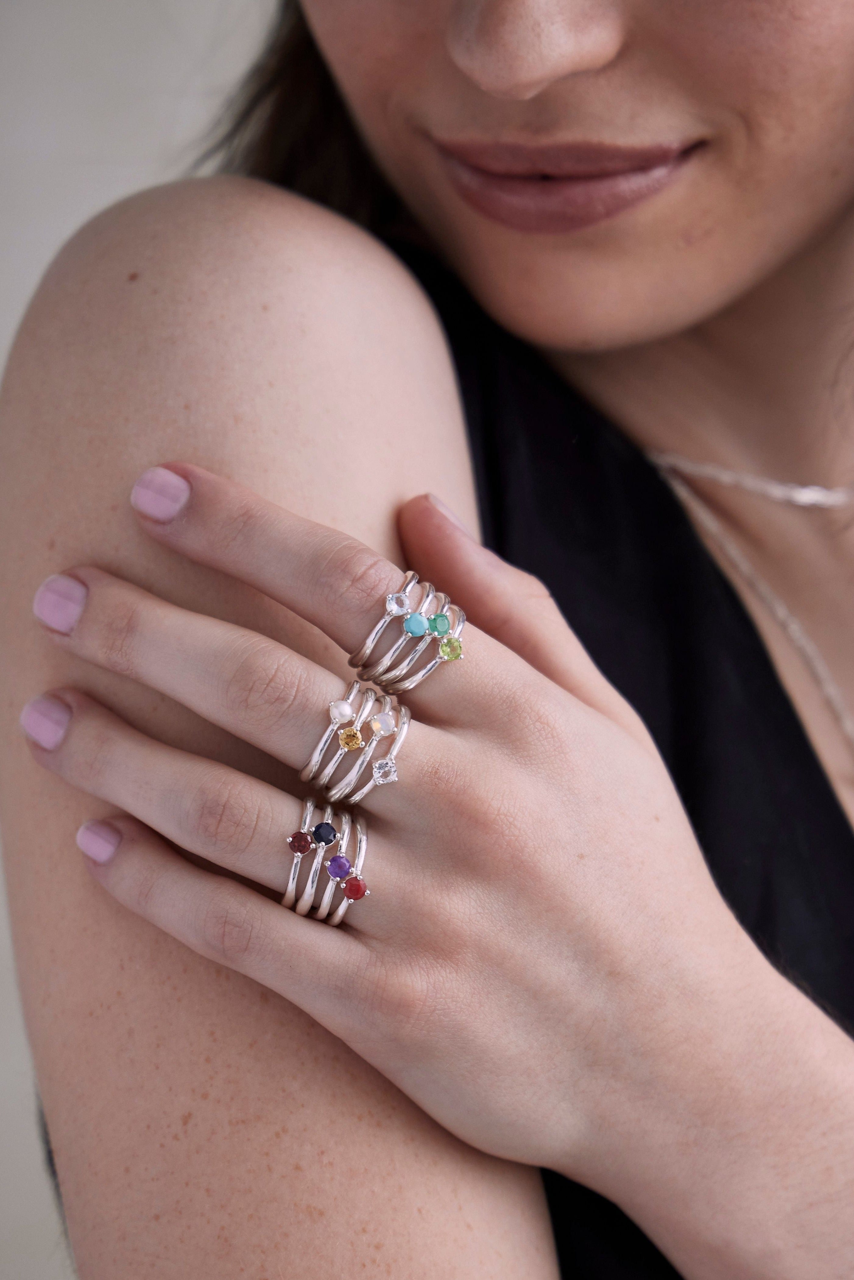 April Birthstone Ring - Genuine Topaz Silver Jewelry for Women - Perfect Gift for April Birthdays & Special Occasions