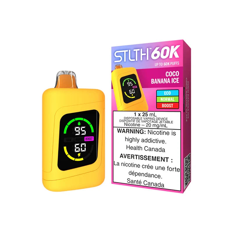 Coco Banana Ice STLTH 60K Disposable Vape - Tropical Coconut Banana Flavor - Perfect for Travel, Parties & Relaxation
