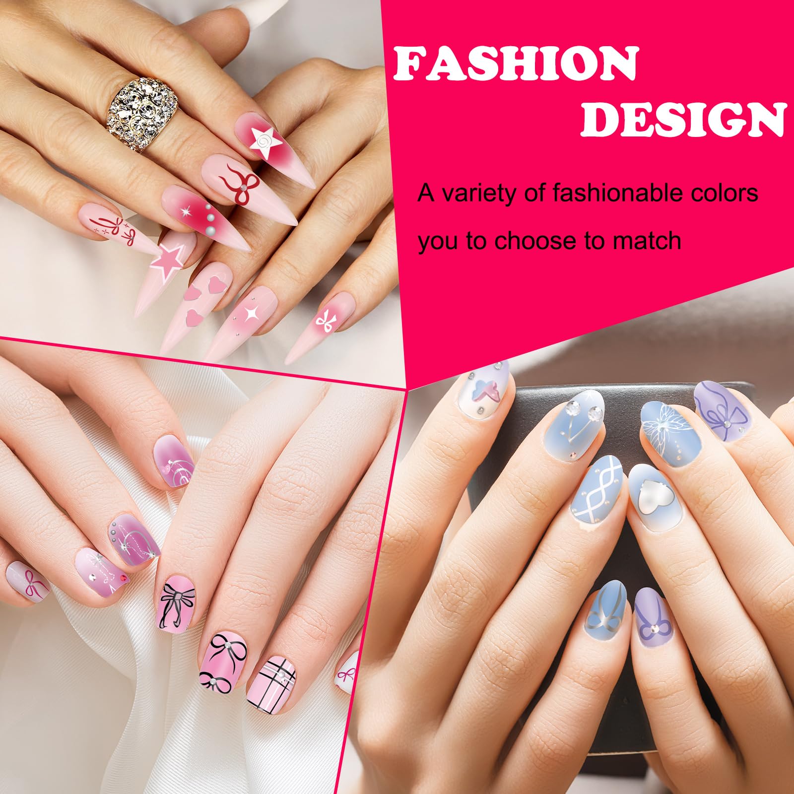 Whaline 6Pcs Coquette Nail Stamping Plates Set - Bow, Cherry & Heart Nail Art Templates for DIY Manicure, Salon & Home Nail Design | Perfect for Valentine's Day, Bridal & Party Nail Art
