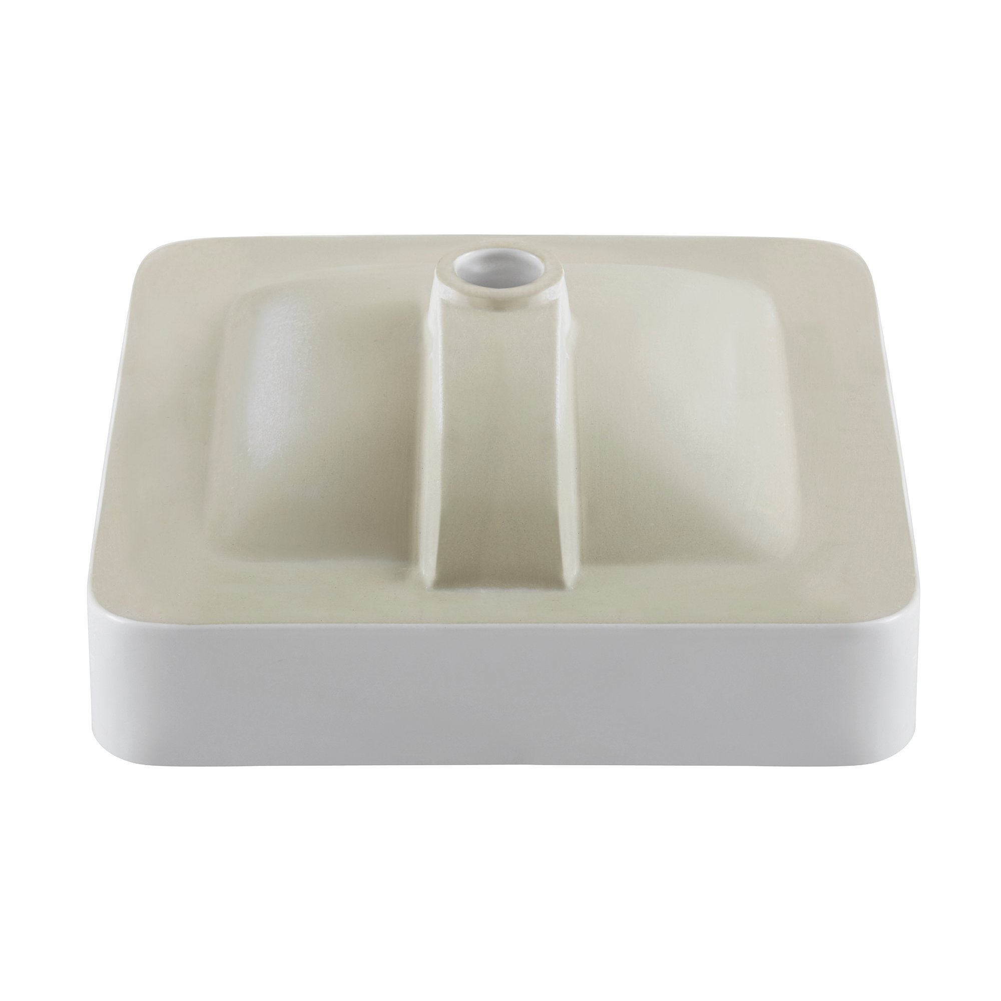 Kraus KCR-281-BN Modern Ceramic Square Semi-Recessed Bathroom Sink with Overflow & Pop-Up Drain - Brushed Nickel/White 16.25