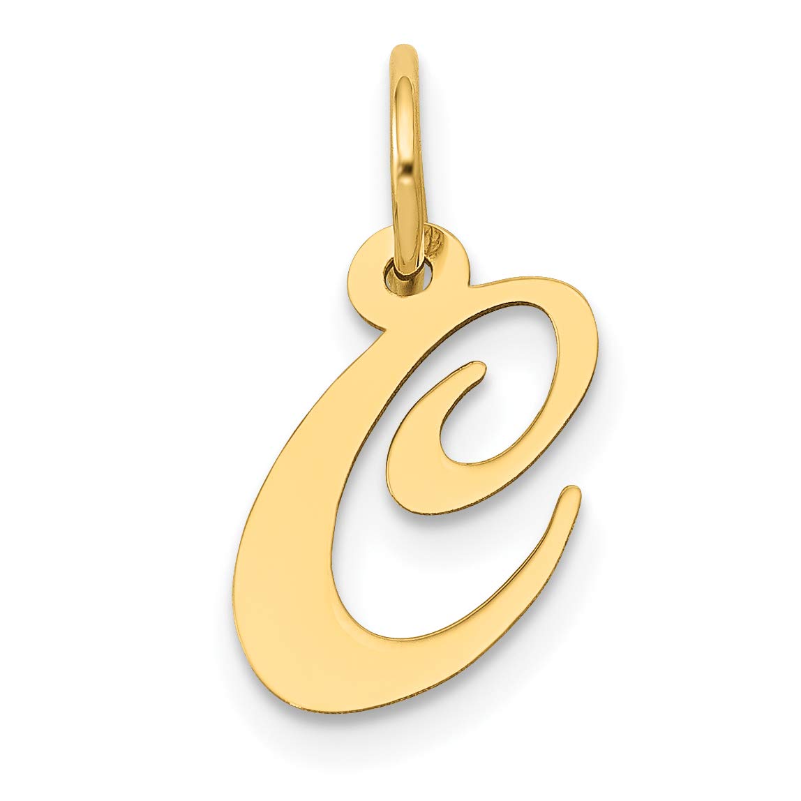 14K Yellow Gold Fancy Script Letter C Initial Charm Pendant - 16x13mm Elegant Monogram Jewelry for Necklace, Bracelet & Gift Giving