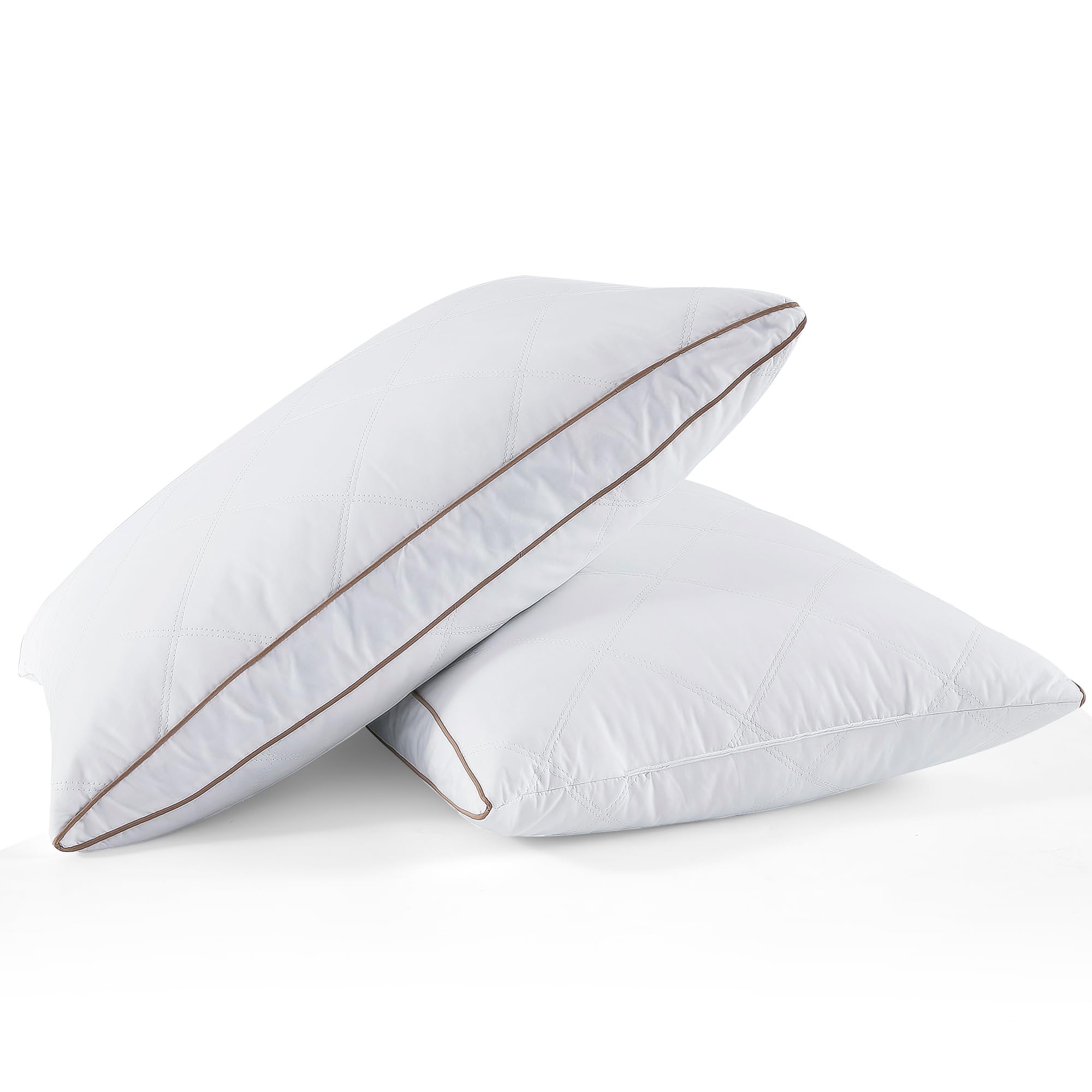 WOLKI 2-Pack Queen Size Feather Pillows - 100% Soft Cotton Cover, Hypoallergenic & Breathable - Perfect for Back, Stomach & Side Sleepers - Luxury Hotel Quality Bed Pillows for Ultimate Comfort