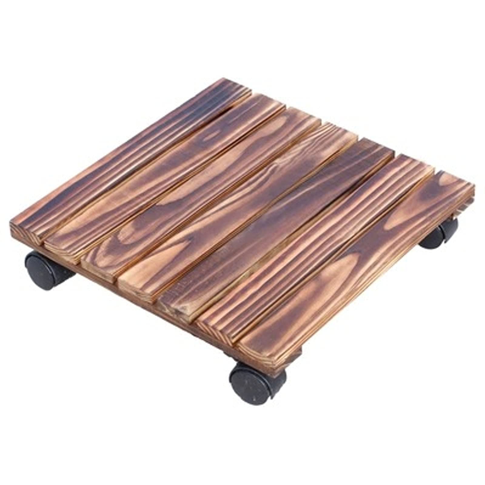 Wooden Pallet Caddy with Wheels - 5 Size Square Plant Stand for Flower Pots, Patio & Outdoor Use - Heavy Duty Roller Tray for Easy Moving - Perfect for Garden, Deck, and Indoor Plant Display