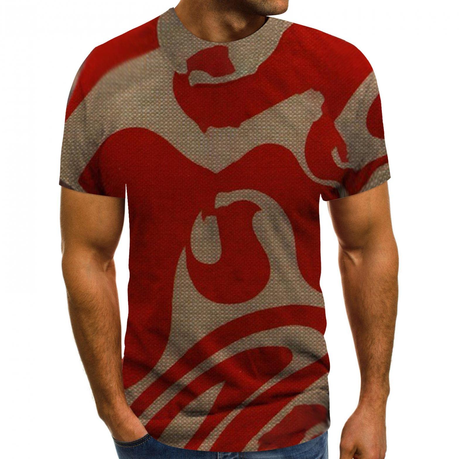 Men's Short Sleeve 3D Printed Slim Fit T-Shirts - Breathable Summer Casual & Dressy Round Neck Tees for Outdoor Activities, Parties & Office Wear