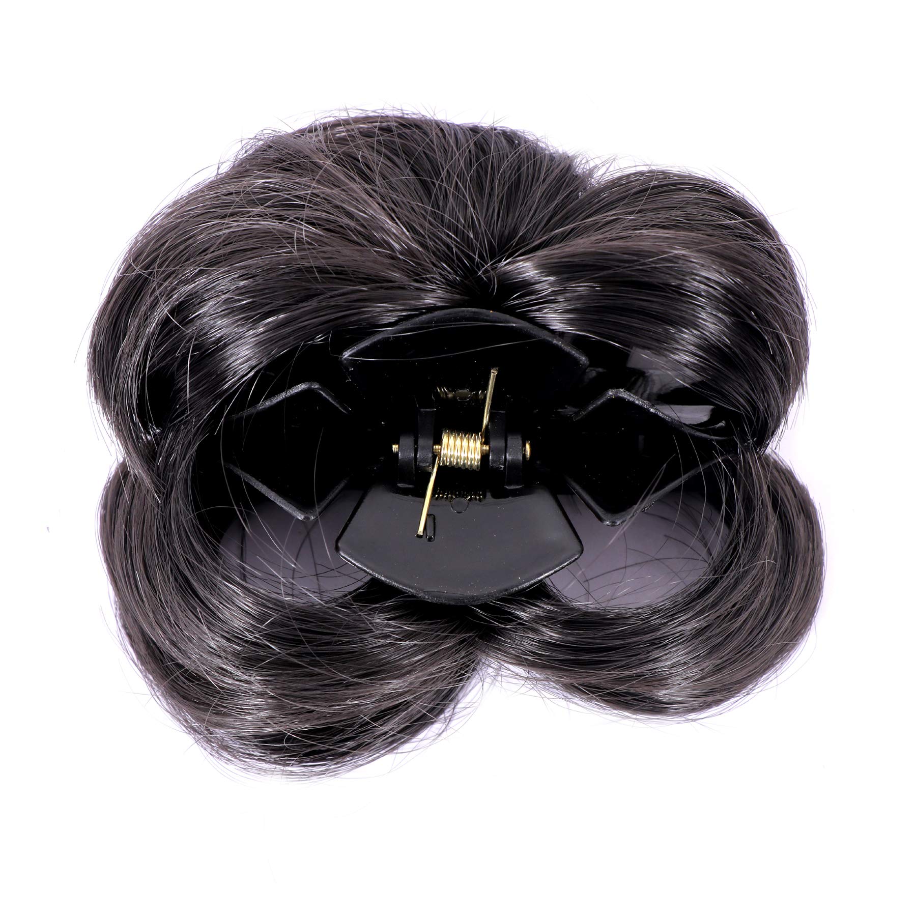 NAVMAV Claw Clip for Messy Bun - Wavy Curly Hair Clip, Chignon Ponytail Updo Hair Extensions for Women (Black) - Perfect for Casual, Work & Special Occasions