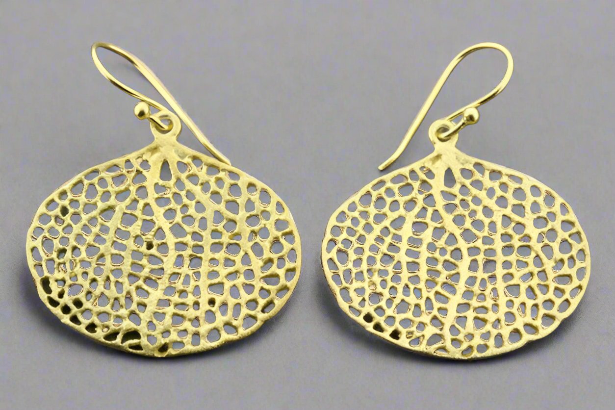 22K Gold Plated Sterling Silver Bodhi Leaf Earrings - Elegant Boho Jewelry for Women, Perfect for Yoga, Meditation & Spiritual Gifts