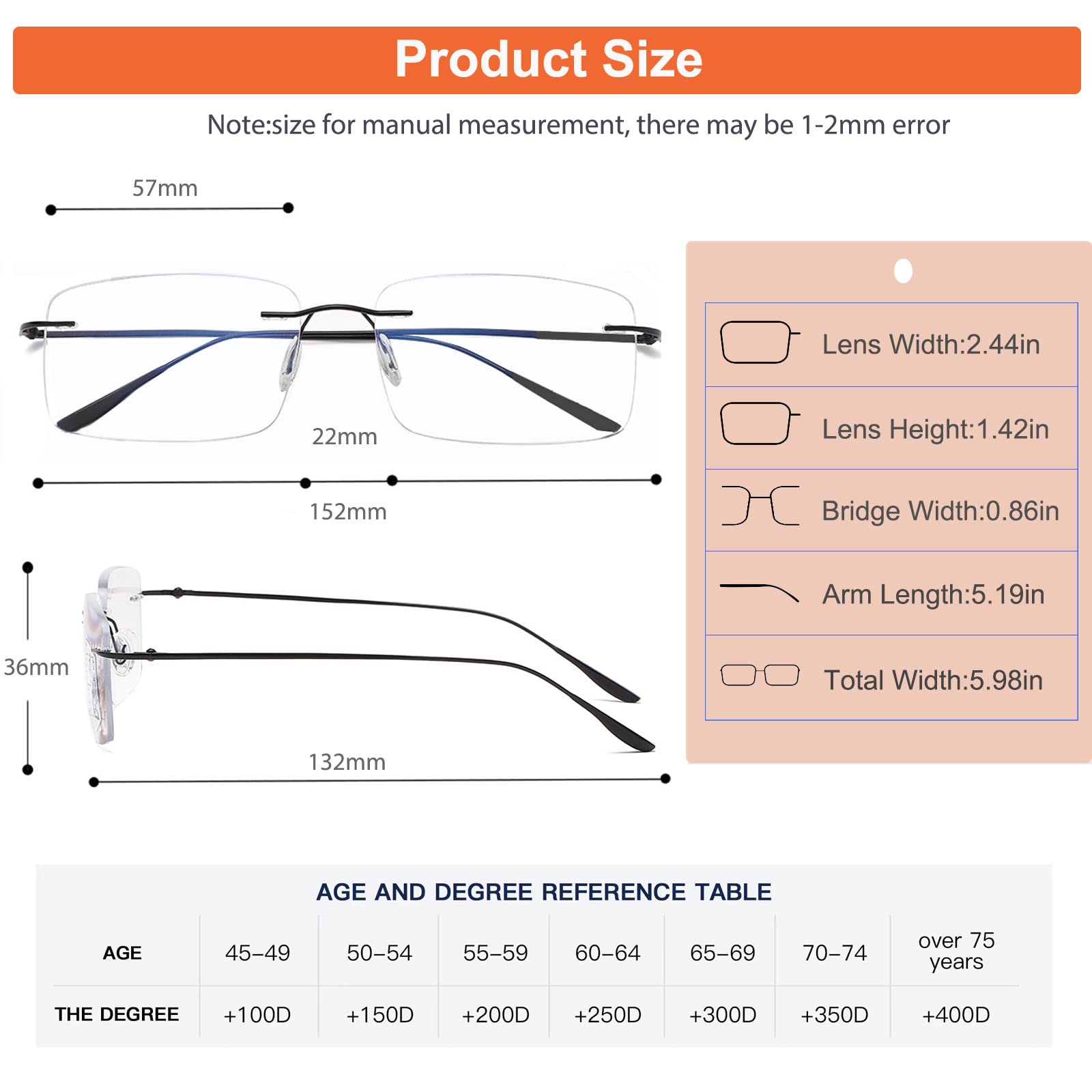 Photochromic Bifocal Reading Glasses - Anti Blue Light & Transition Sunglasses for Women & Men - Rimless Lightweight Sun Readers for Outdoor Reading & Computer Use