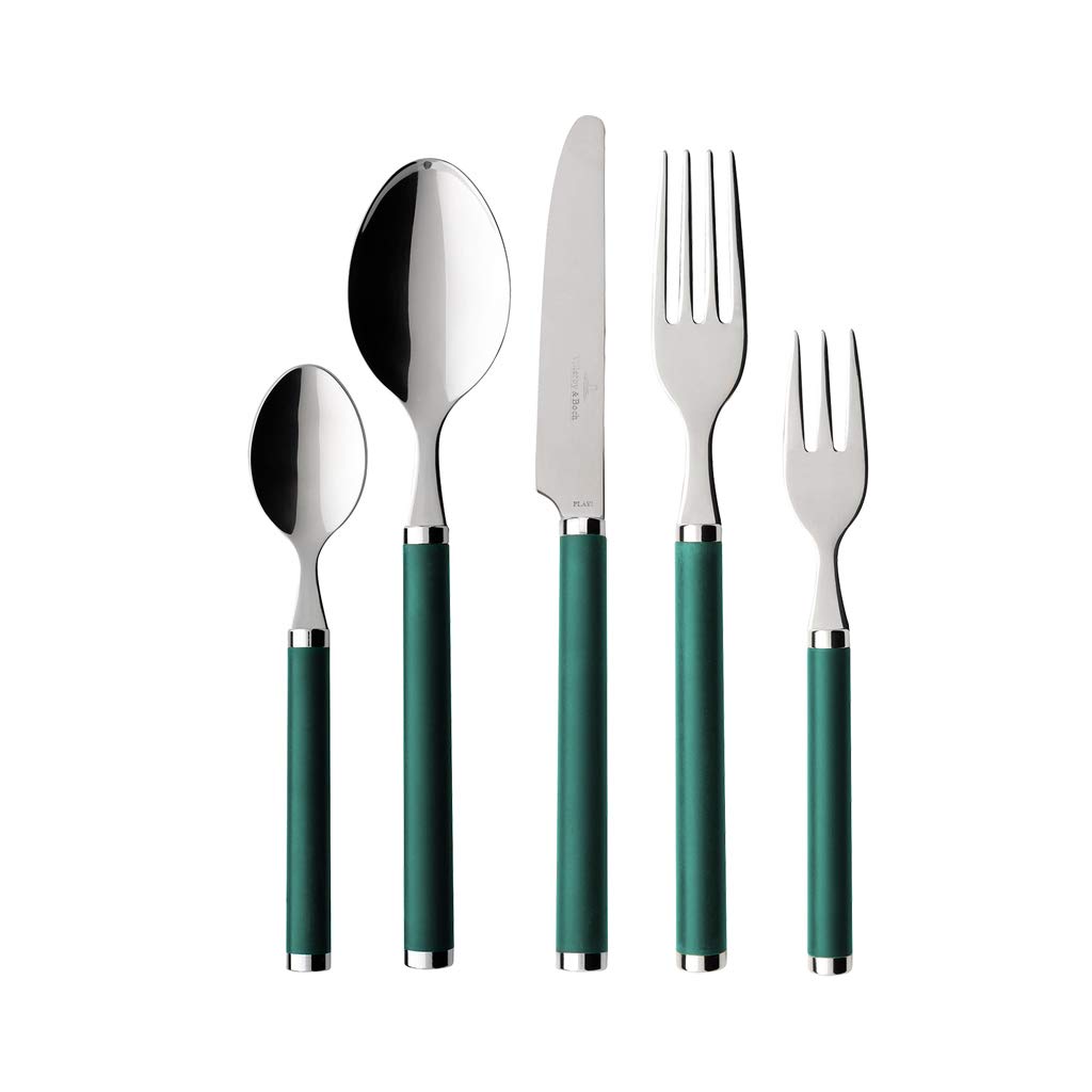 Villeroy & Boch Play! Green Garden Cutlery Set - 30-Piece Stainless Steel Flatware with Green Plastic Handles for 6 People | Outdoor Dining, Picnics, Camping & BBQ Parties