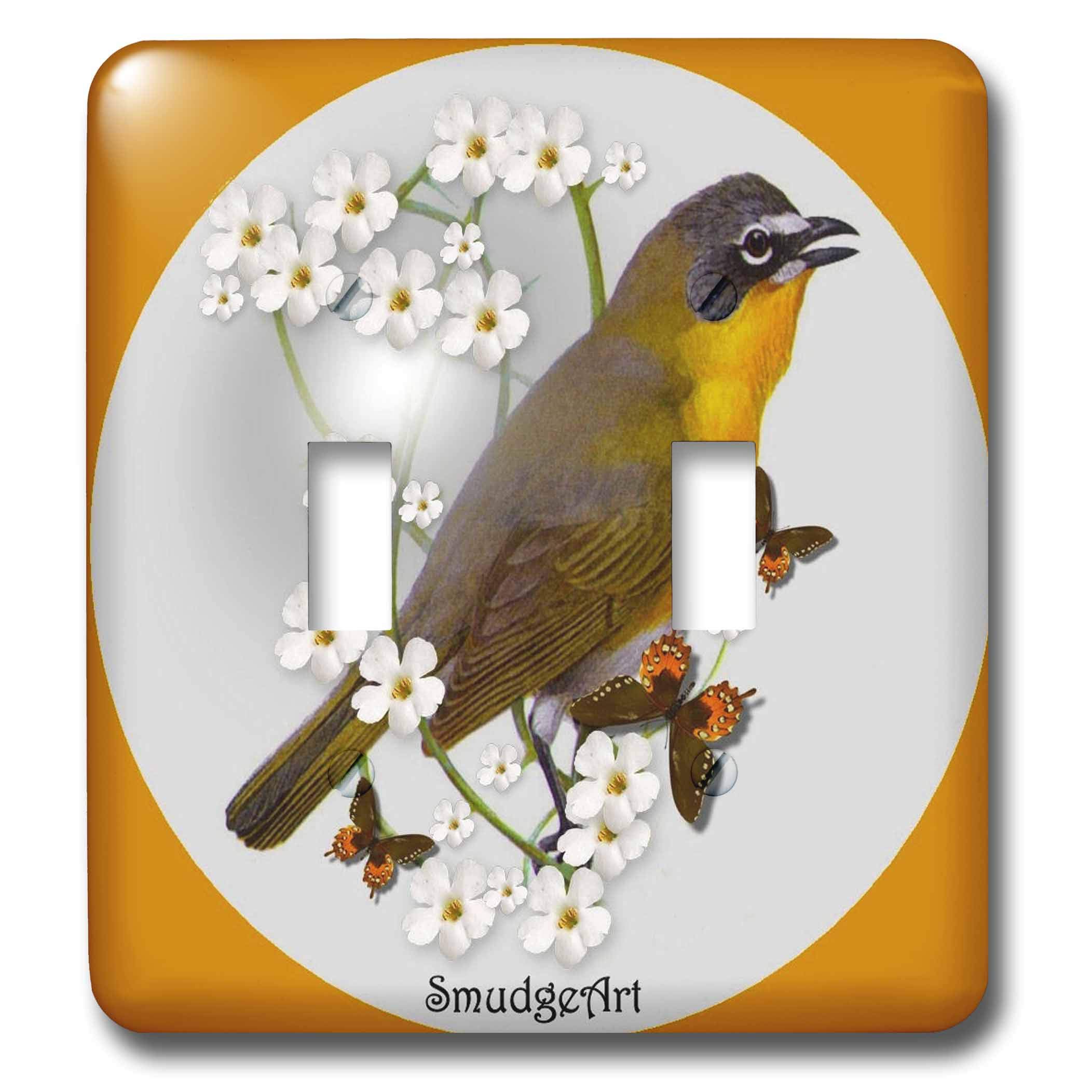 3D Toggle Switch Cover - Yellow Breasted Chat Bird Design, Multicolor Double Switch Plate for Home Decor & DIY Projects | Perfect for Living Room, Bedroom & Office
