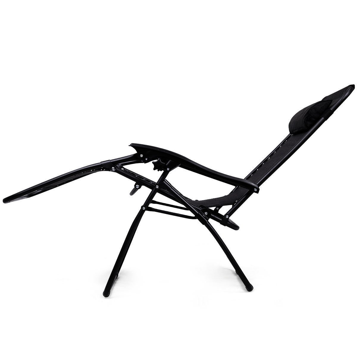Premium Folding Zero Gravity Recliner Lounge Chair with Side Table - 3-Piece Patio Set for Camping, Beach, Backyard & Poolside Relaxation - Heavy Duty & Portable Outdoor Furniture in Black