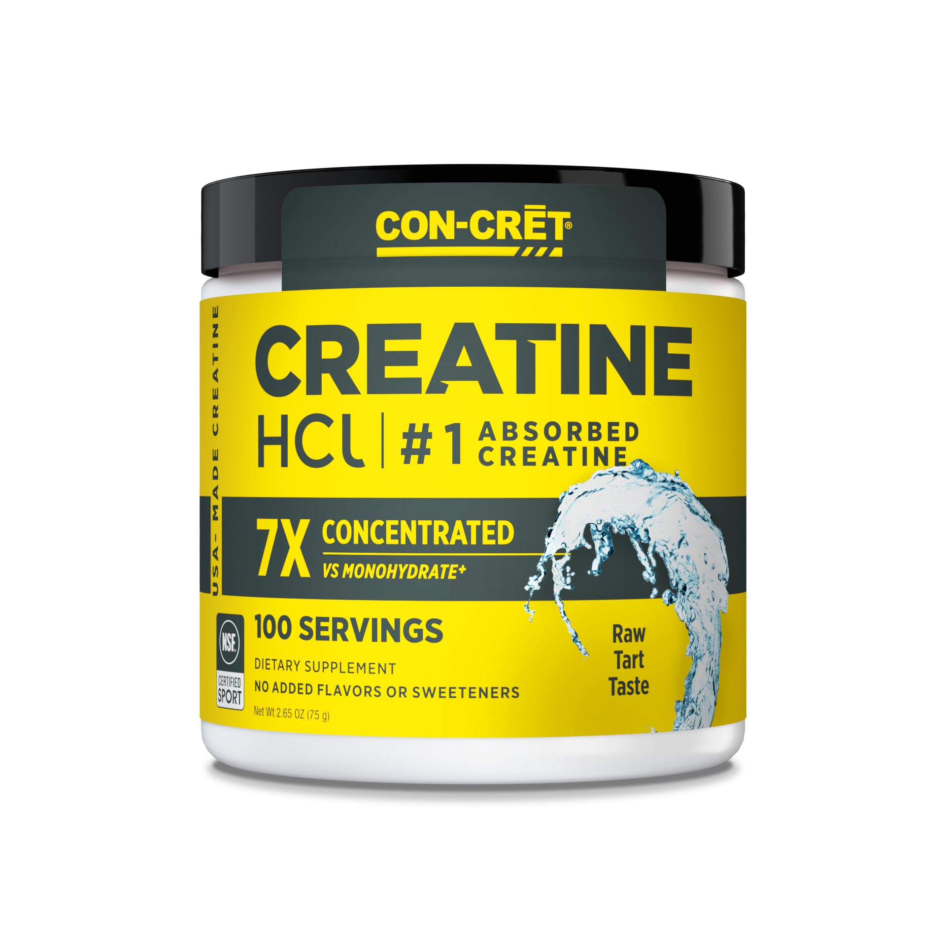 Premium Creatine HCl Powder for Muscle Growth, Cognitive & Cellular Energy Support | No Bloating or Cramps | USA Made & NSF Certified | Unflavored (100 Servings) | Ideal for Athletes, Bodybuilders & Fitness Enthusiasts
