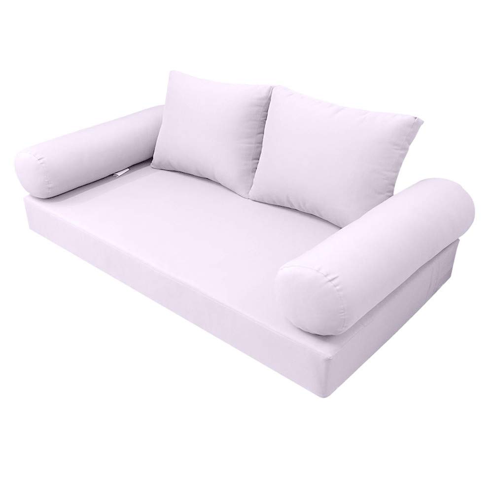 Prolinemax Outdoor Style 1 Full Knife Edge Daybed Mattress Cover - Fitted Sheet & Bolster Pillow Set for Patio, Poolside, and Sunroom AD107
