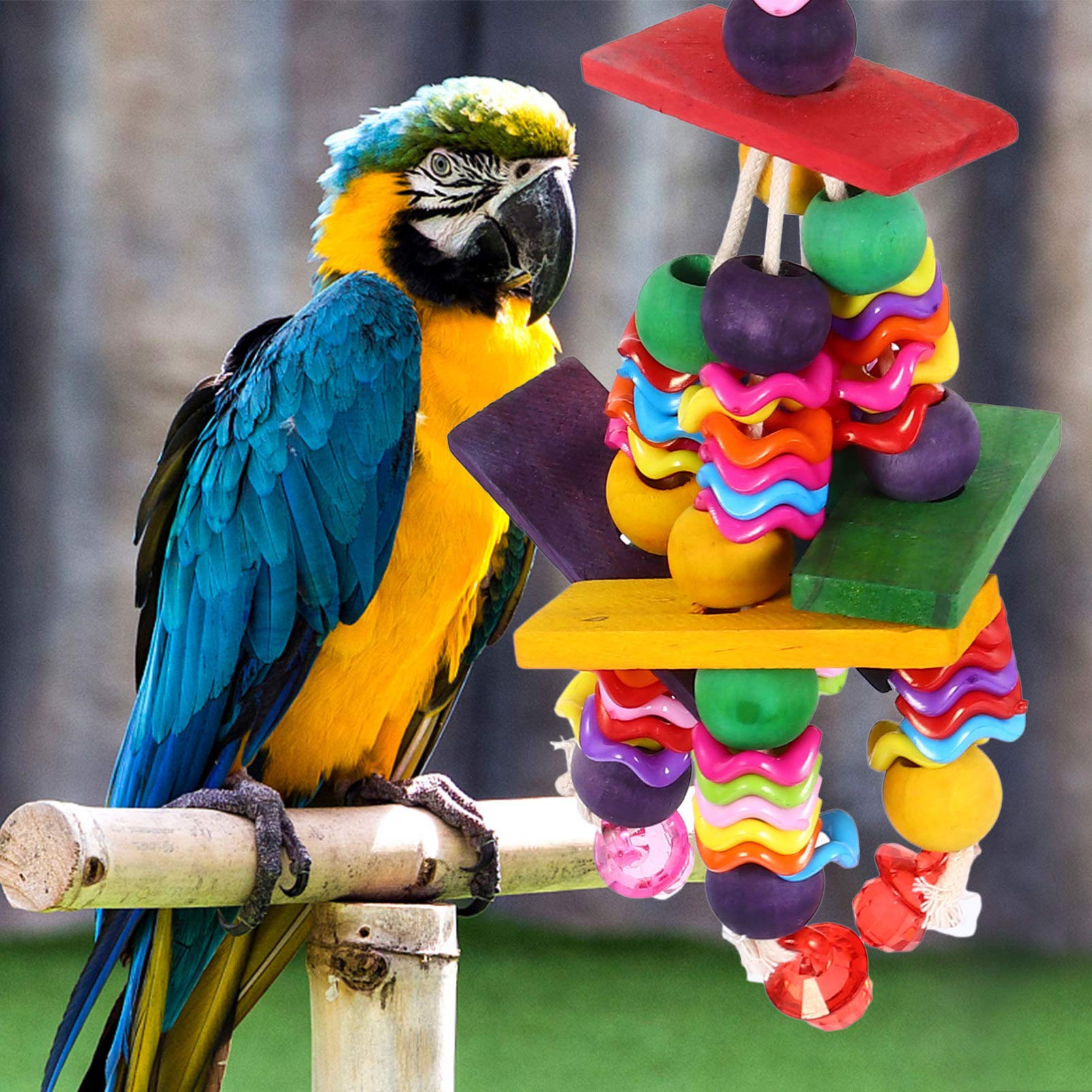 Balacoo Parrot Chew Toys - Hanging Bird Chewing & Teeth Grinding Toy for Parrots - Durable Pet Plaything for Biting & Mental Stimulation - Perfect for Cage Enrichment & Playtime Activities