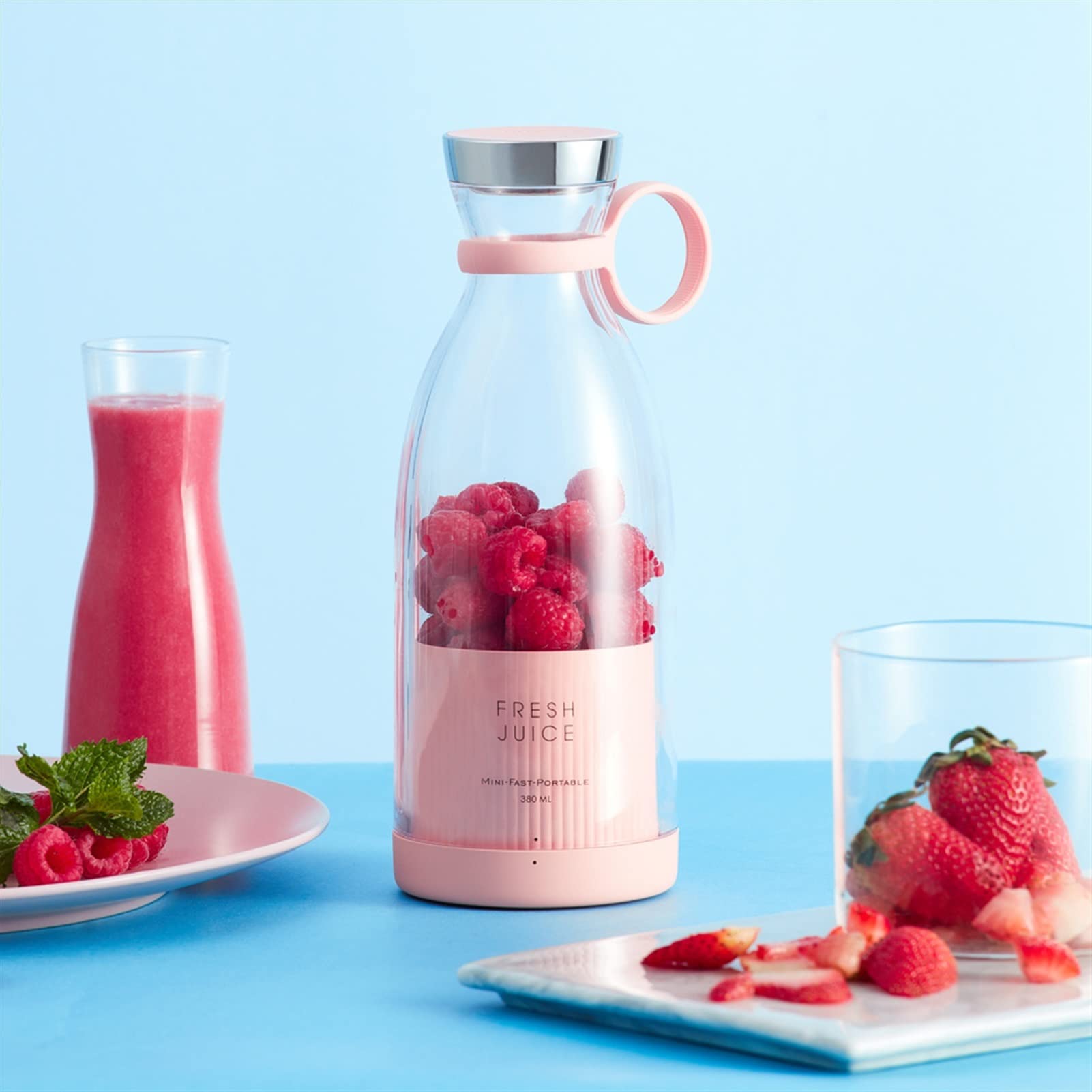 Portable USB Electric Juicer Blender - 3-in-1 Fruit Mixer & Extractor for Smoothies, Baby Food & Healthy Drinks - Compact Travel Juice Maker (Pink) - Perfect for Home, Office, Gym & Outdoor Activities