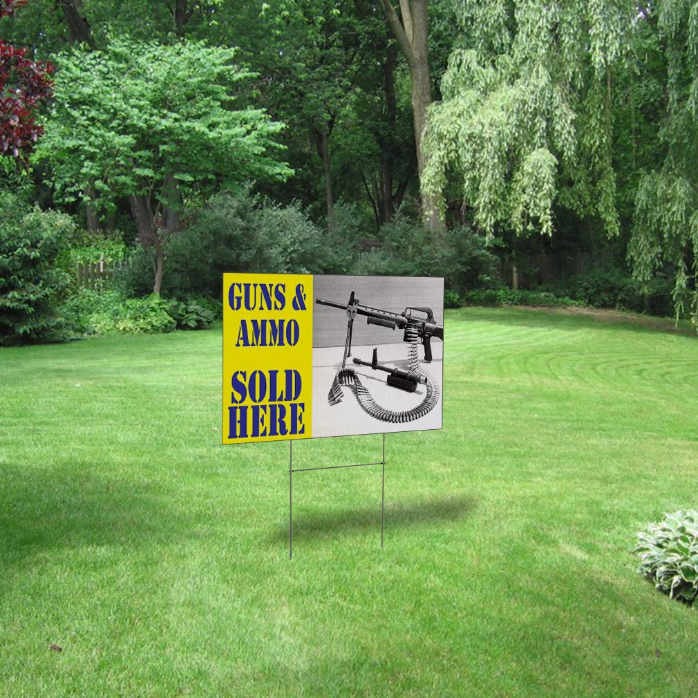 Guns & Ammo Yard Sign - Weatherproof 24x18in for Business & Garden