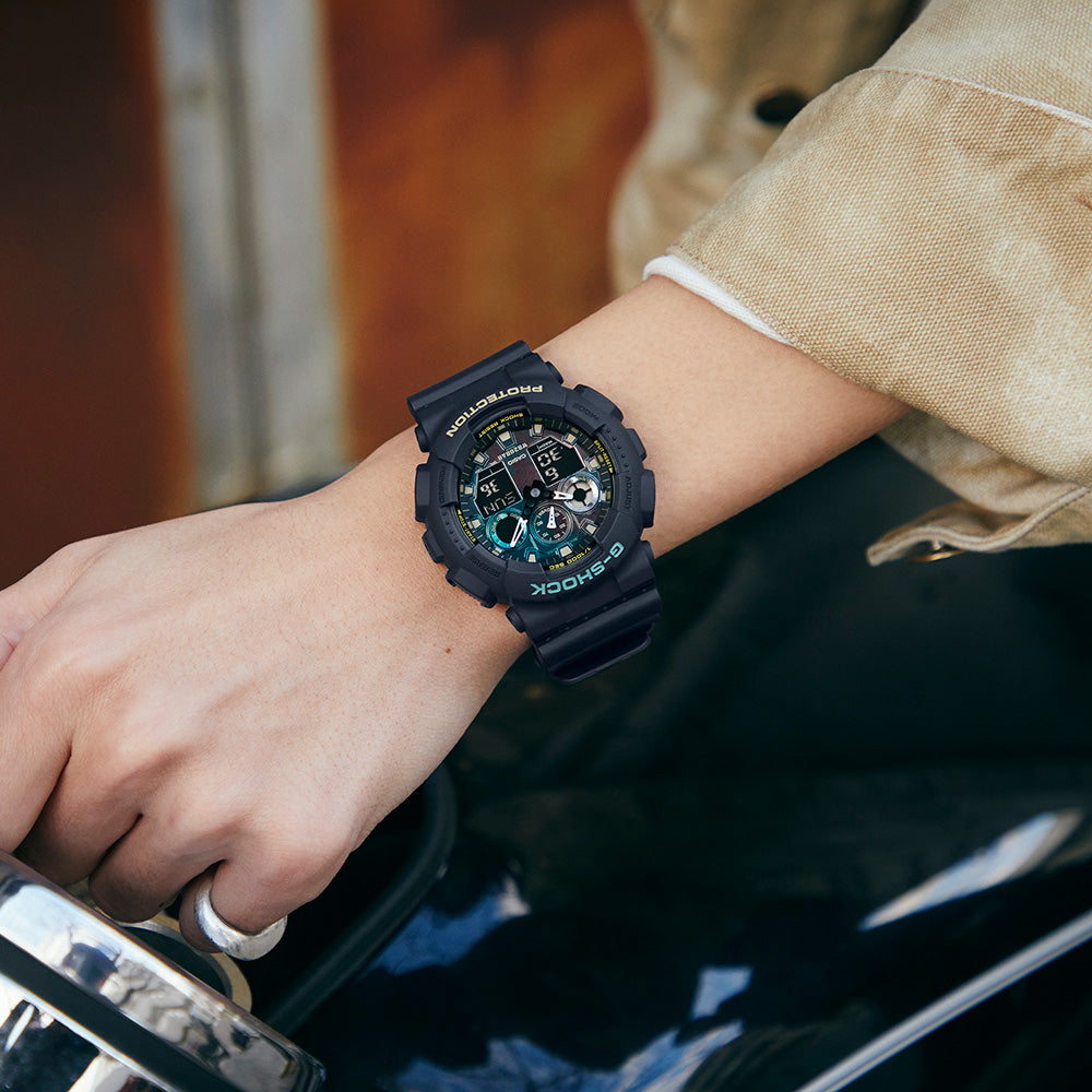 G Shock GA100RC-1 Black and Rust Men's Digital Sport Watch - Durable Military Style for Outdoor, Running, and Adventure Activities