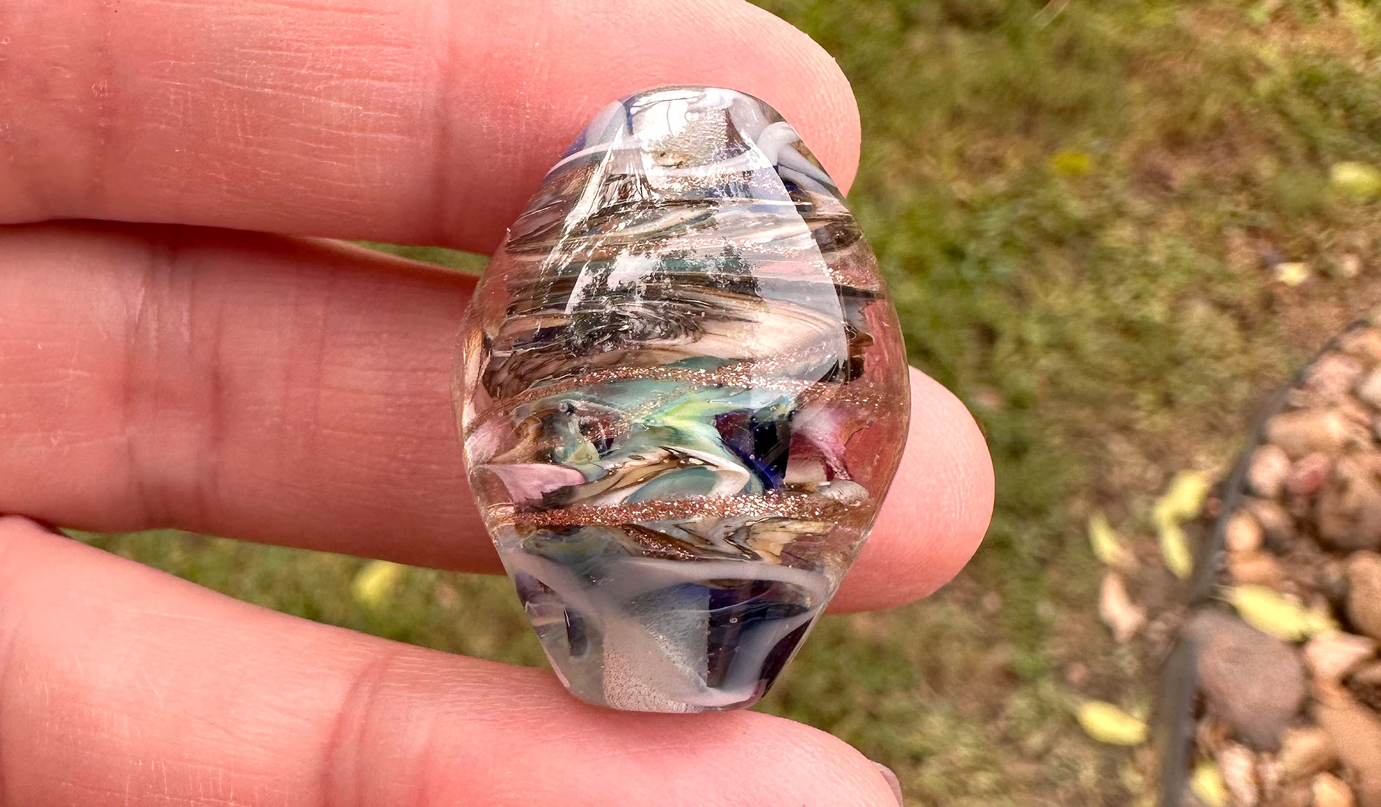 Organic Elegance Shimmer Lampwork Glass Focal Bead for Jewelry Making - Handmade SRA Certified Artisan Bead for Necklaces, Bracelets & DIY Crafts