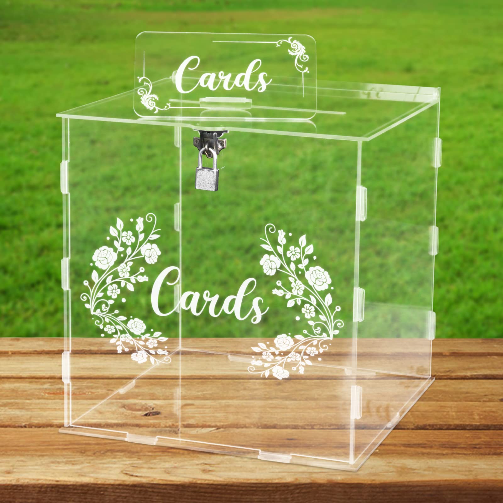 Clear Acrylic Card Box with Lock - Secure Money Holder for Wedding Reception, Anniversary, Birthday & Graduation Decorations - Perfect for Gift Cards, Cash Gifts & Party Favors