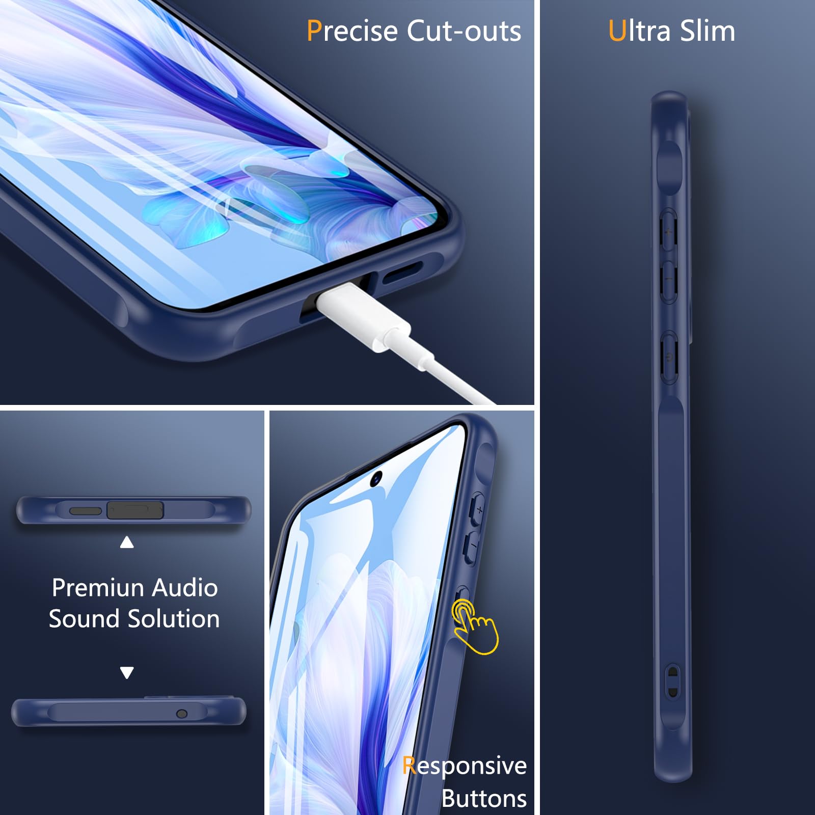 BESINPO Magnetic Shockproof Case for Samsung Galaxy A55 5G - Translucent Matte Military Protection Hard Cover with Tempered Glass (Blue) | Perfect for Daily Use, Outdoor Activities & Travel Protection