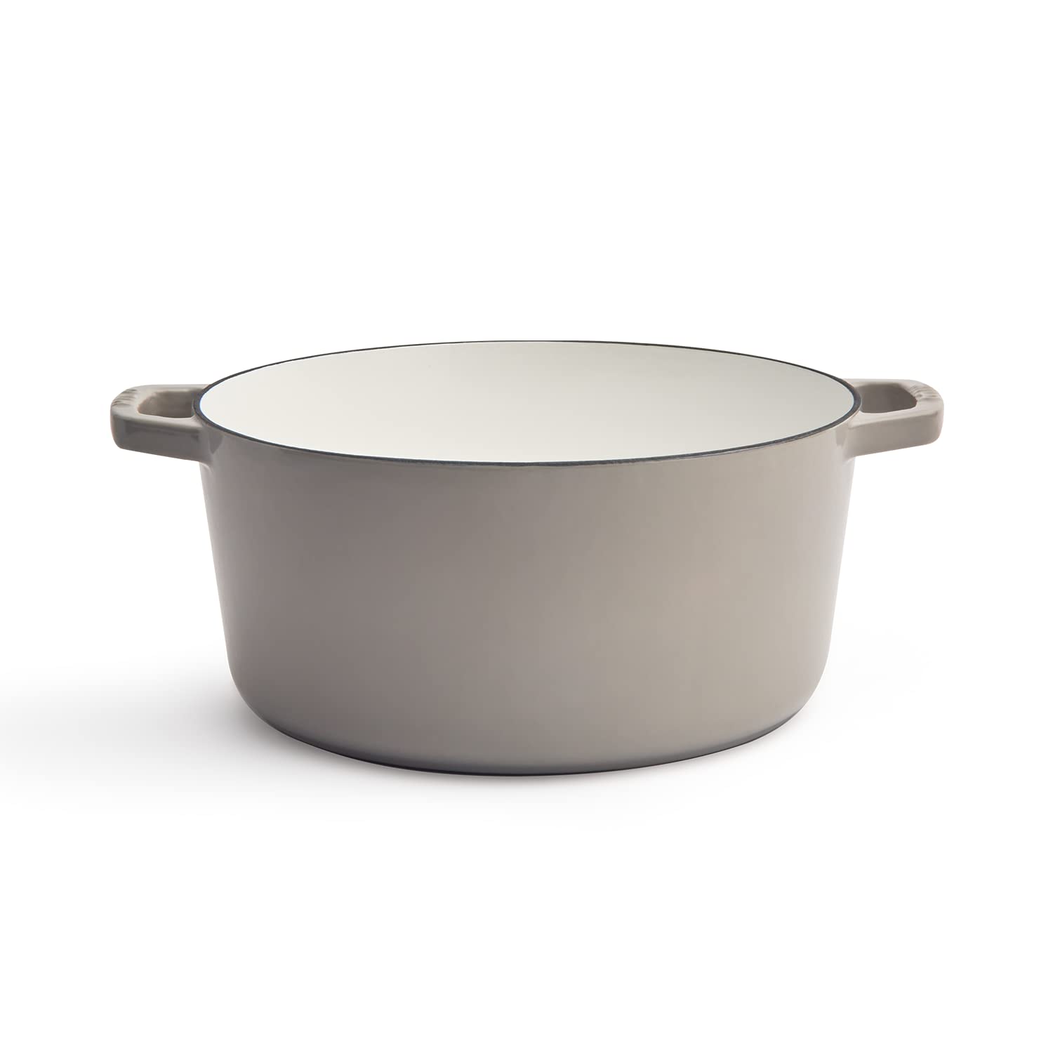 Milo by Kana 5.5-Quart Enameled Cast Iron Dutch Oven with Lid - Premium Casserole Pot for Baking, Roasting & Slow Cooking | Oven & Dishwasher Safe Enamel Coating (Pebble with Gold Knob) | Perfect for Soups, Stews & Family Dinners