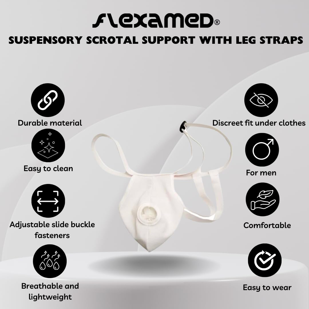 Adjustable Scrotal Support with Comfortable Leg Straps - Small Size for Men - Ideal for Post-Surgery Recovery, Sports & Daily Comfort
