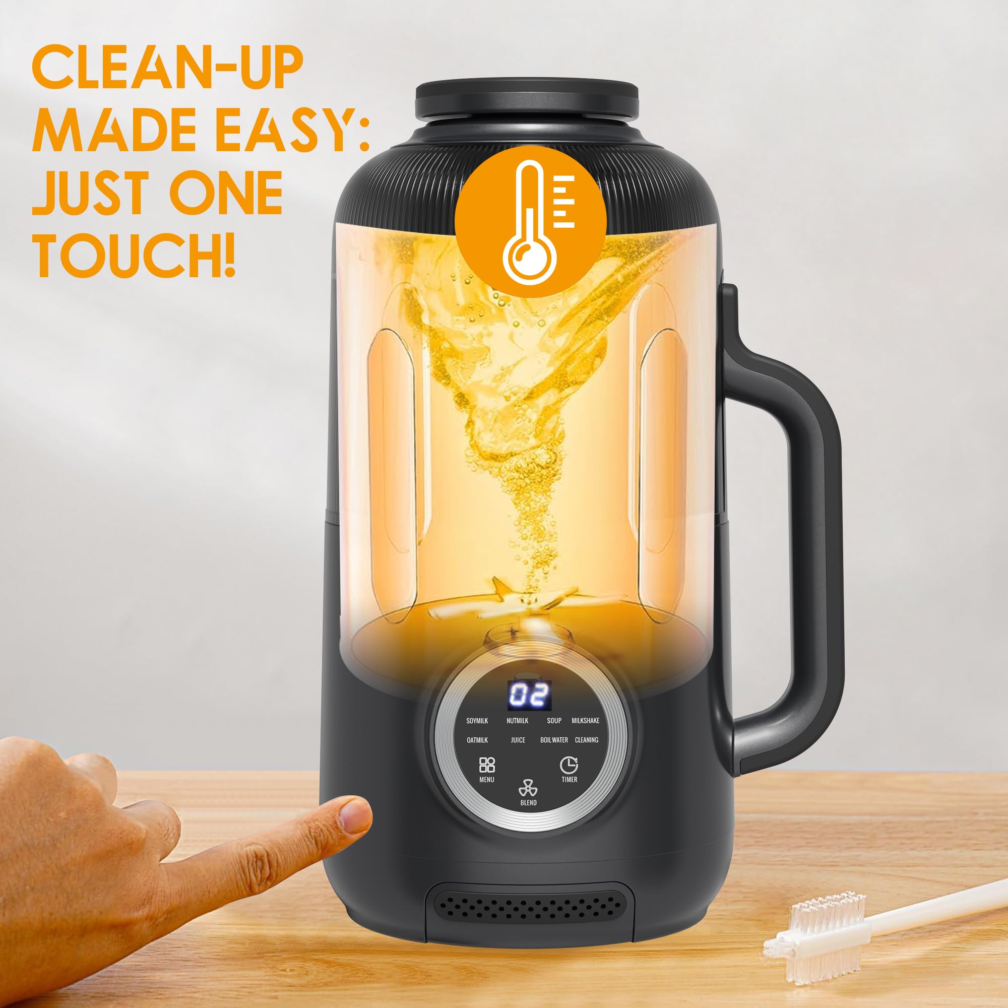 10-in-1 Electric Nut Milk Maker & Blender - 40oz for Homemade Almond, Oat, Soy, Coconut Milk, Juice & Soup - Auto Clean, Delay Start, Boil Water & Keep Warm - Perfect for Vegan, Keto & Healthy Lifestyle (Black) - Kitchen Essential for Smoothies, Baby Food & Meal Prep