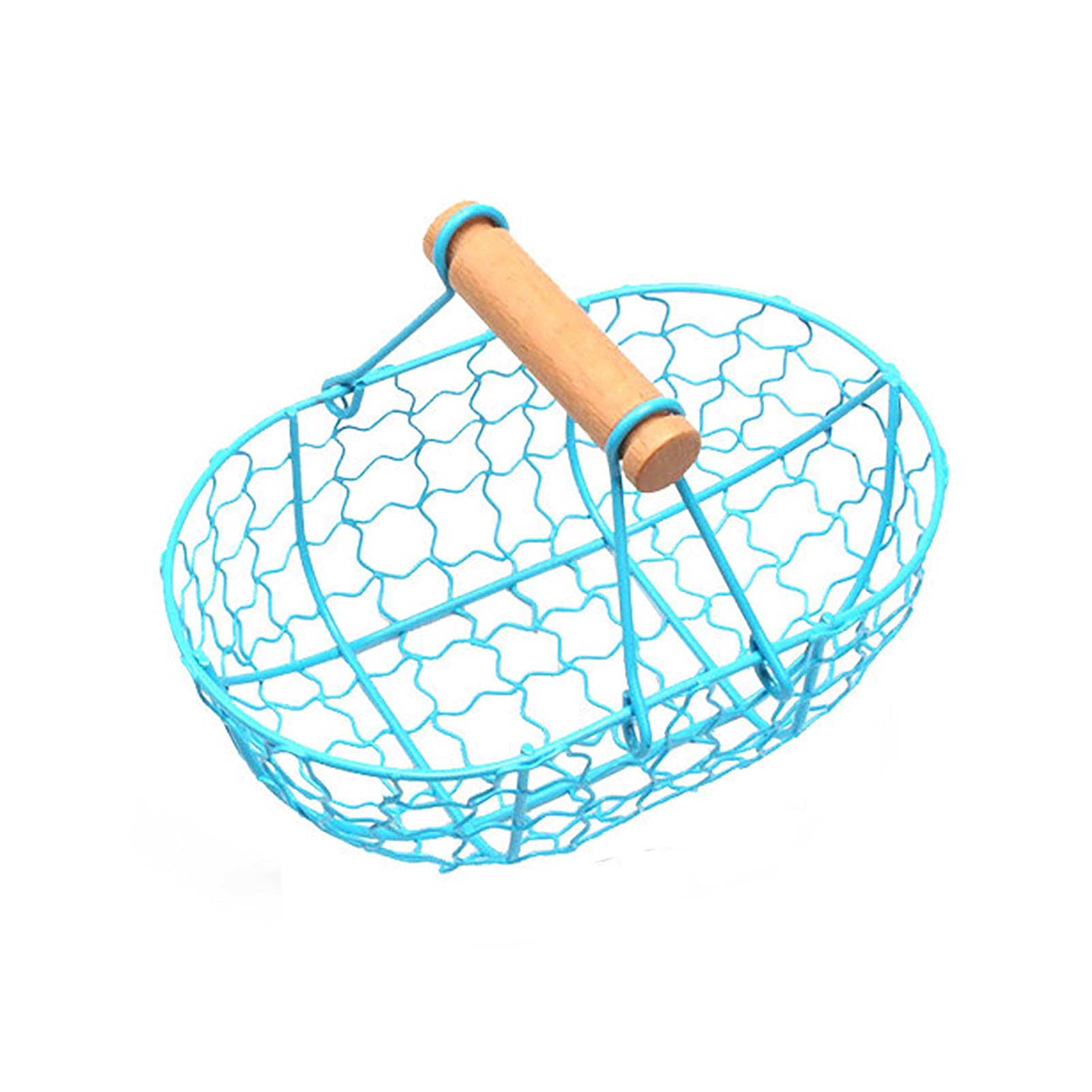 WskLinft Wrought Iron Fruit Basket Organizer - Blue Storage Basket for Fruits, Vegetables, Eggs & More | Perfect for Kitchen Counter, Pantry & Dining Table Organization