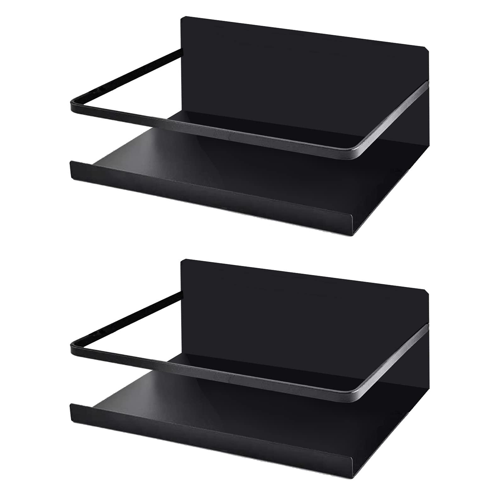 Black Magnetic Spice Rack for Refrigerator - 2 Pack | Space-Saving Fridge Organizer Shelf | Perfect for Kitchen, Pantry & Small Space Storage | Durable Magnetic Spice Storage Solution