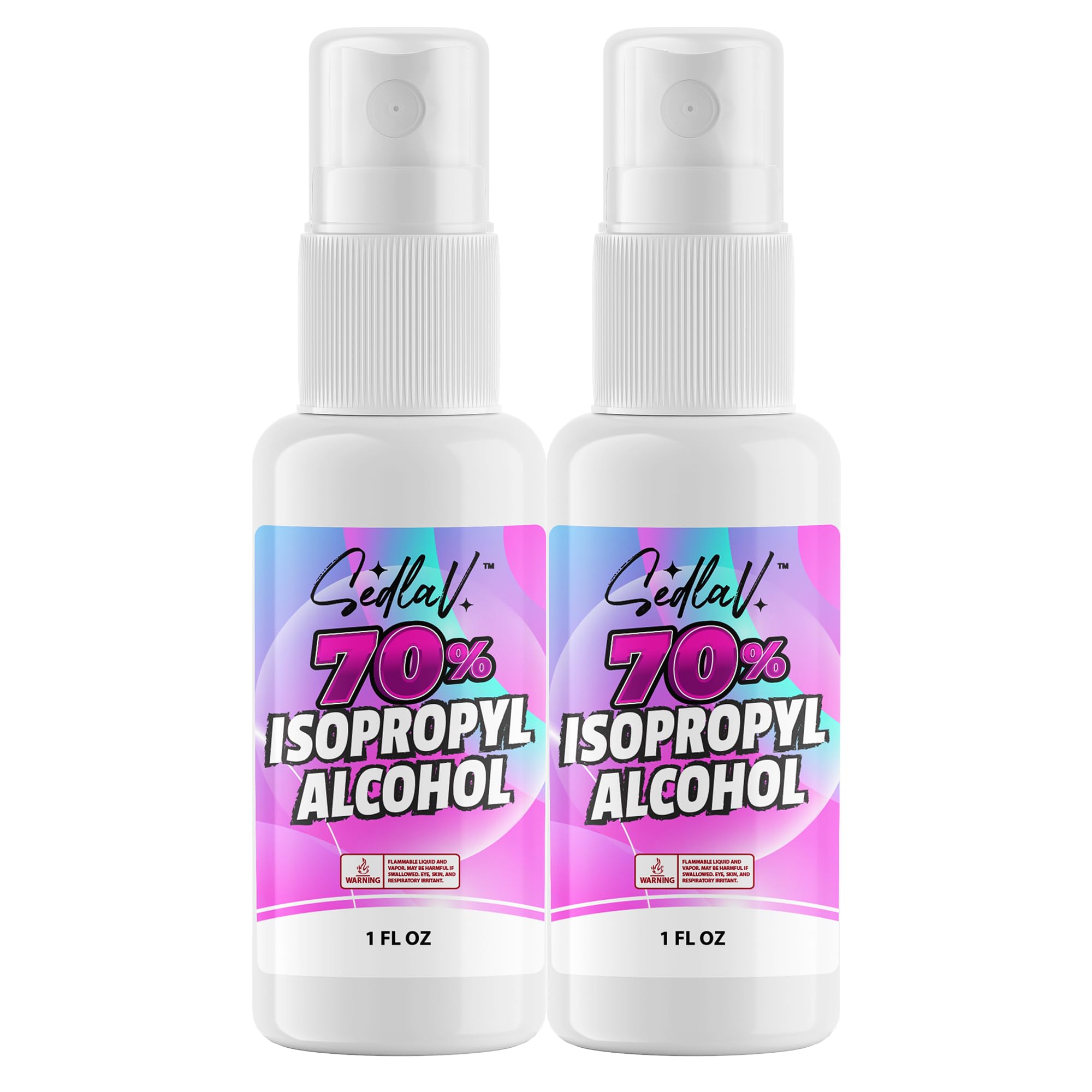**SEDLAV 70% Isopropyl Alcohol Spray Bottle (2-Pack) - Travel Size Disinfectant for Hands, Surfaces & First Aid - Portable Sanitizer for Home, Office & On-The-Go Use**