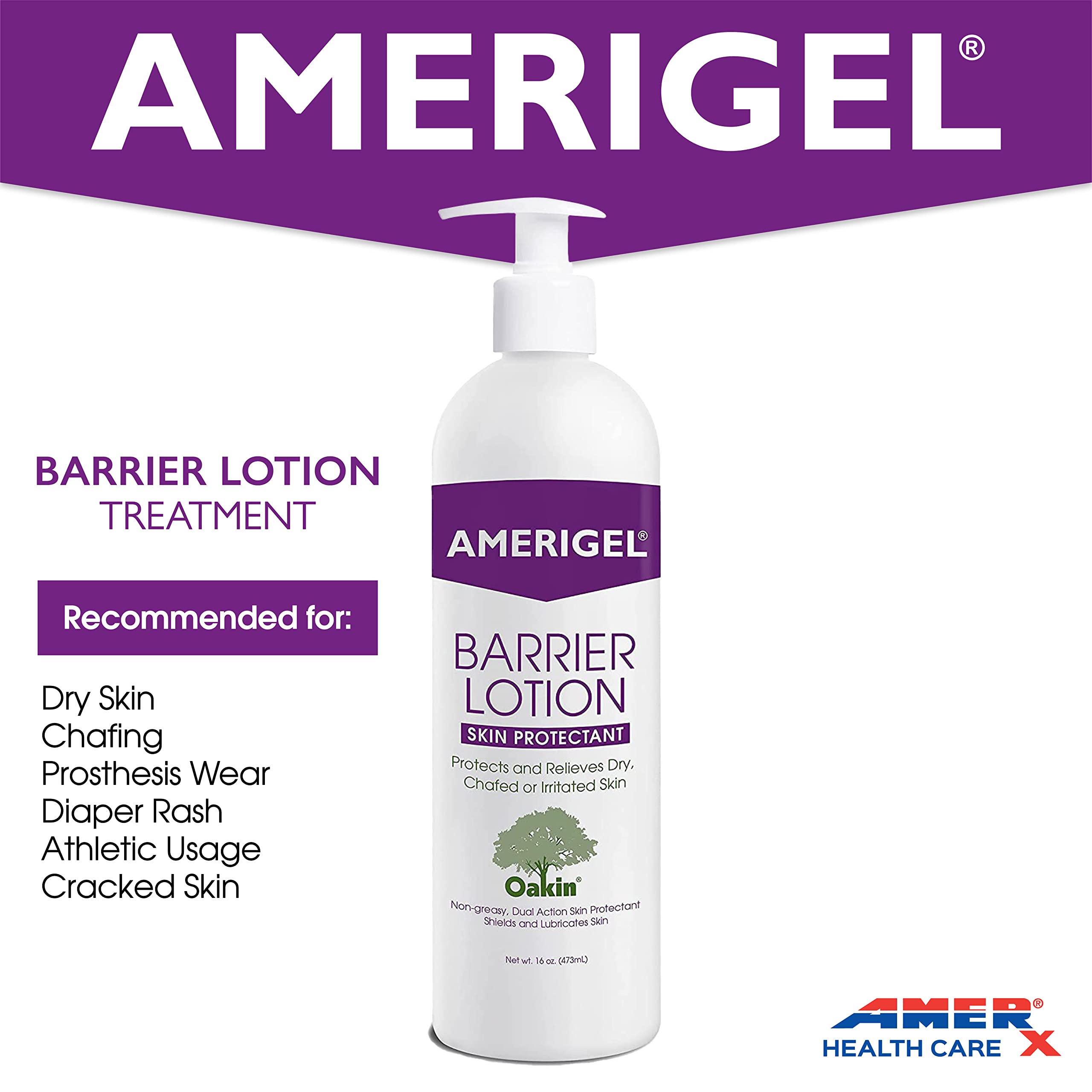 AMERIGEL Total Day & Night Skin Care Bundle - 16 oz Barrier Lotion Skin Protectant & Hypoallergenic Moisturizer with Pump - Dermatologist Recommended for Dry, Sensitive Skin - Perfect for Daily Hydration & Nighttime Repair
