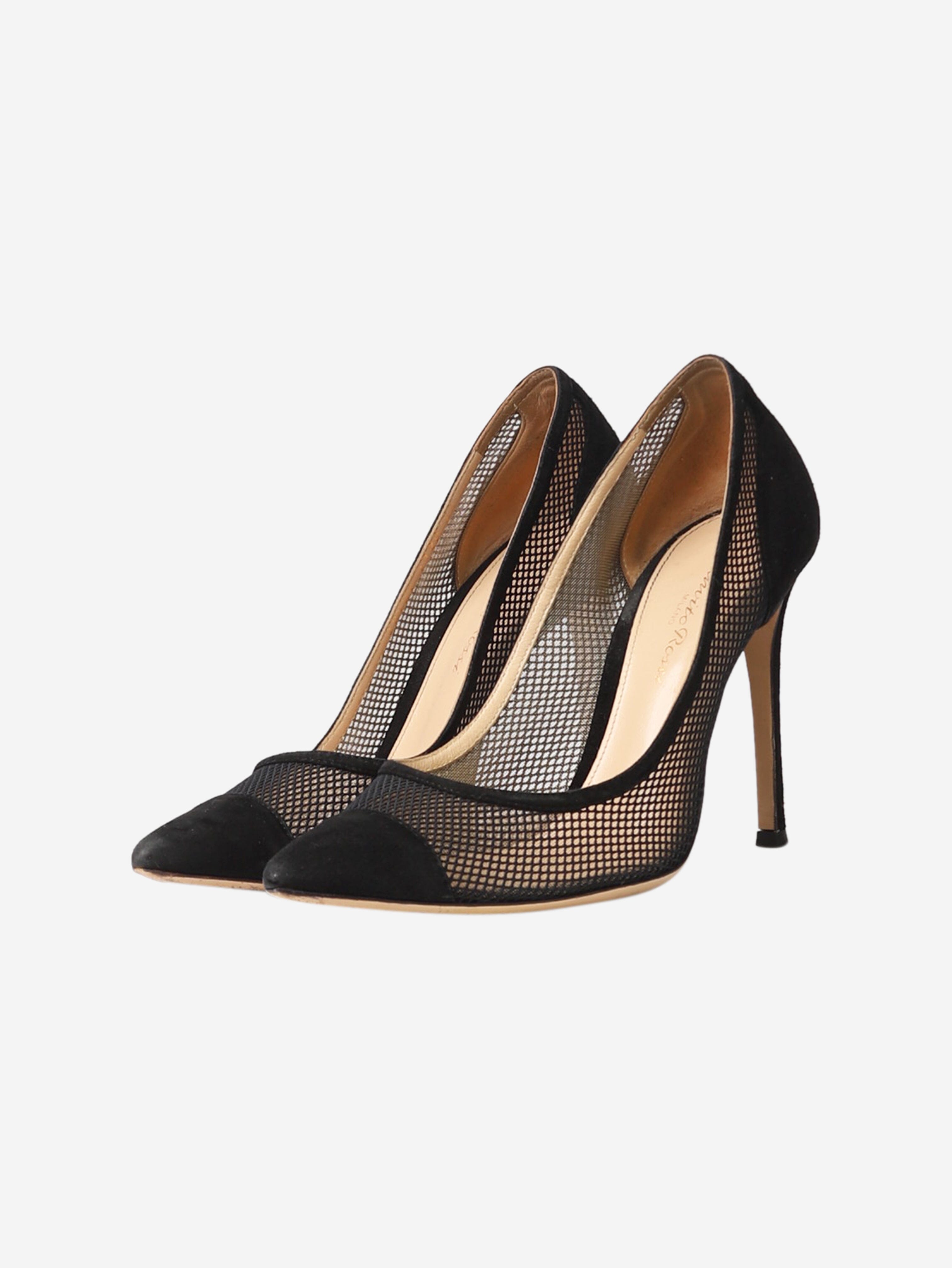 Black Suede Mesh Pumps Women's Shoes - Size EU 36 (UK 3) | Comfortable Heels for Office, Party & Evening Wear