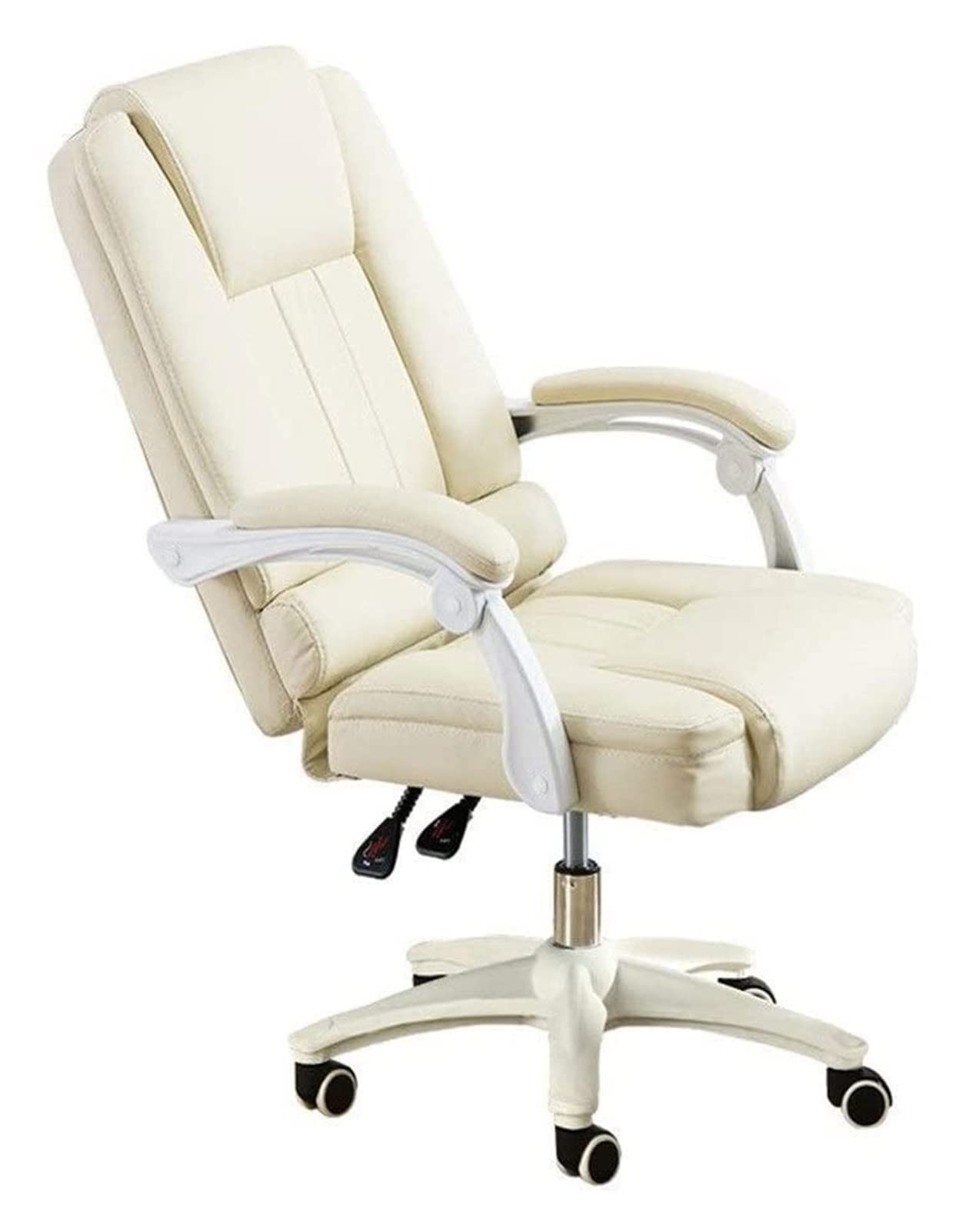 Ergonomic Office Chair with Adjustable Armrests - Swivel Reclining Computer Desk Chair for Home & Gaming - White Task Chair for Comfortable Work & Relaxation