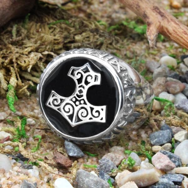 Dryad Design Sterling Silver Thor's Hammer Ring - Mjolnir Norse Viking Rune Jewelry for Men & Women (Size 5-15) | Perfect for Viking Lovers, Cosplay & Norse Mythology Enthusiasts