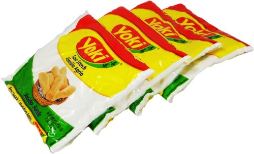 Yoki Sour Starch (Polvilho Azedo) - 17.6 oz (500g) - Gluten Free - Pack of 4 - Perfect for Brazilian Cheese Bread (Pão de Queijo), Baking & Gluten-Free Recipes
