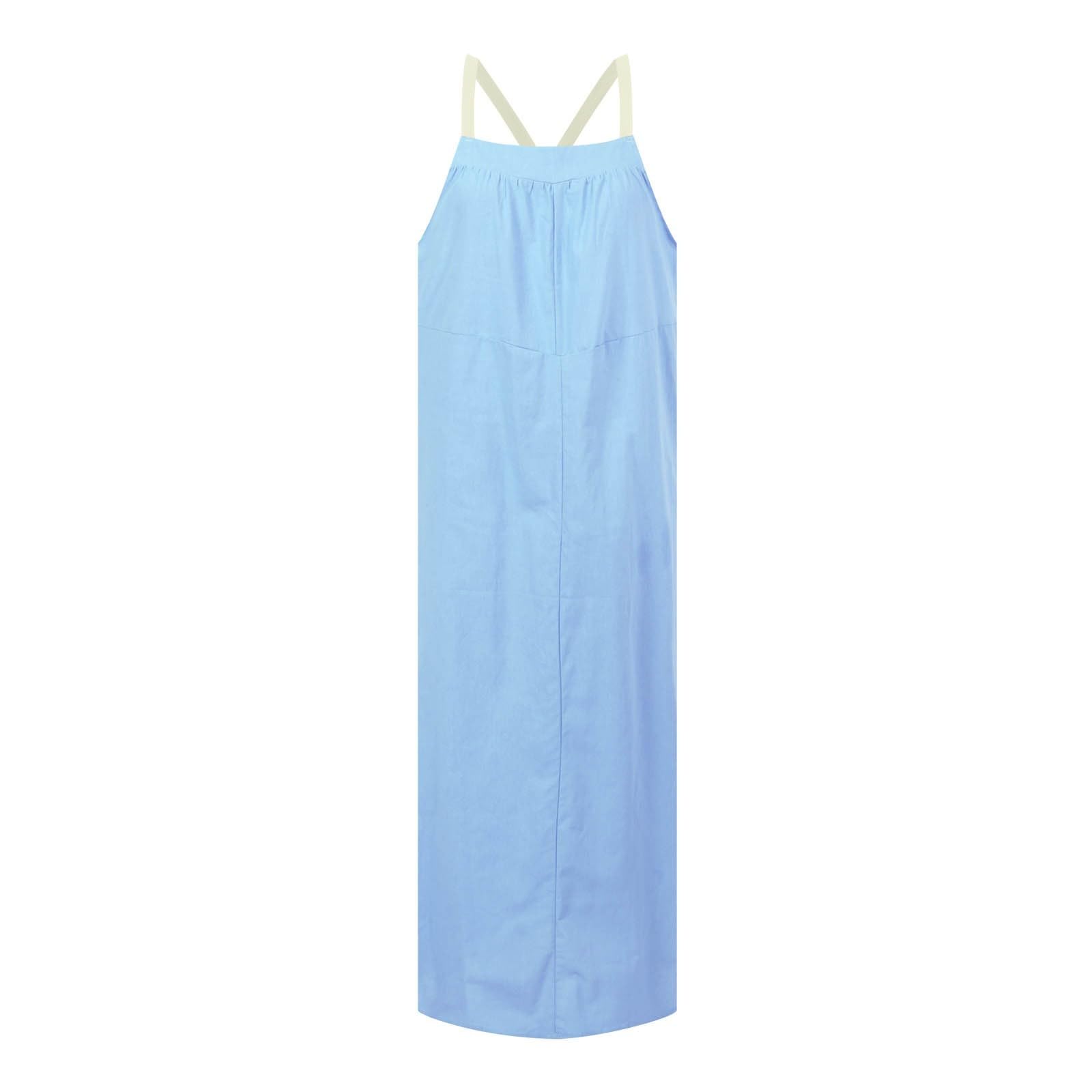 Women's Cotton Linen Sling Dress - Sleeveless Solid Plus Size Summer Beach Sundress | Casual Loose Fit Dress for Vacation, Poolside, and Outdoor Activities