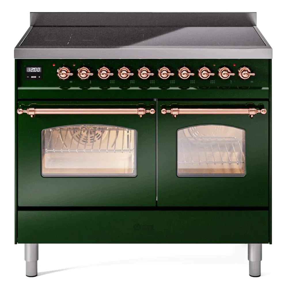 ILVE 40 Nostalgie II Series Freestanding Electric Double Oven Range - 6 Burners, Triple Glass Cool Door, Convection Oven, TFT Display & Child Lock | Perfect for Home Kitchens & Professional Chefs (Model UPDI406NMP)