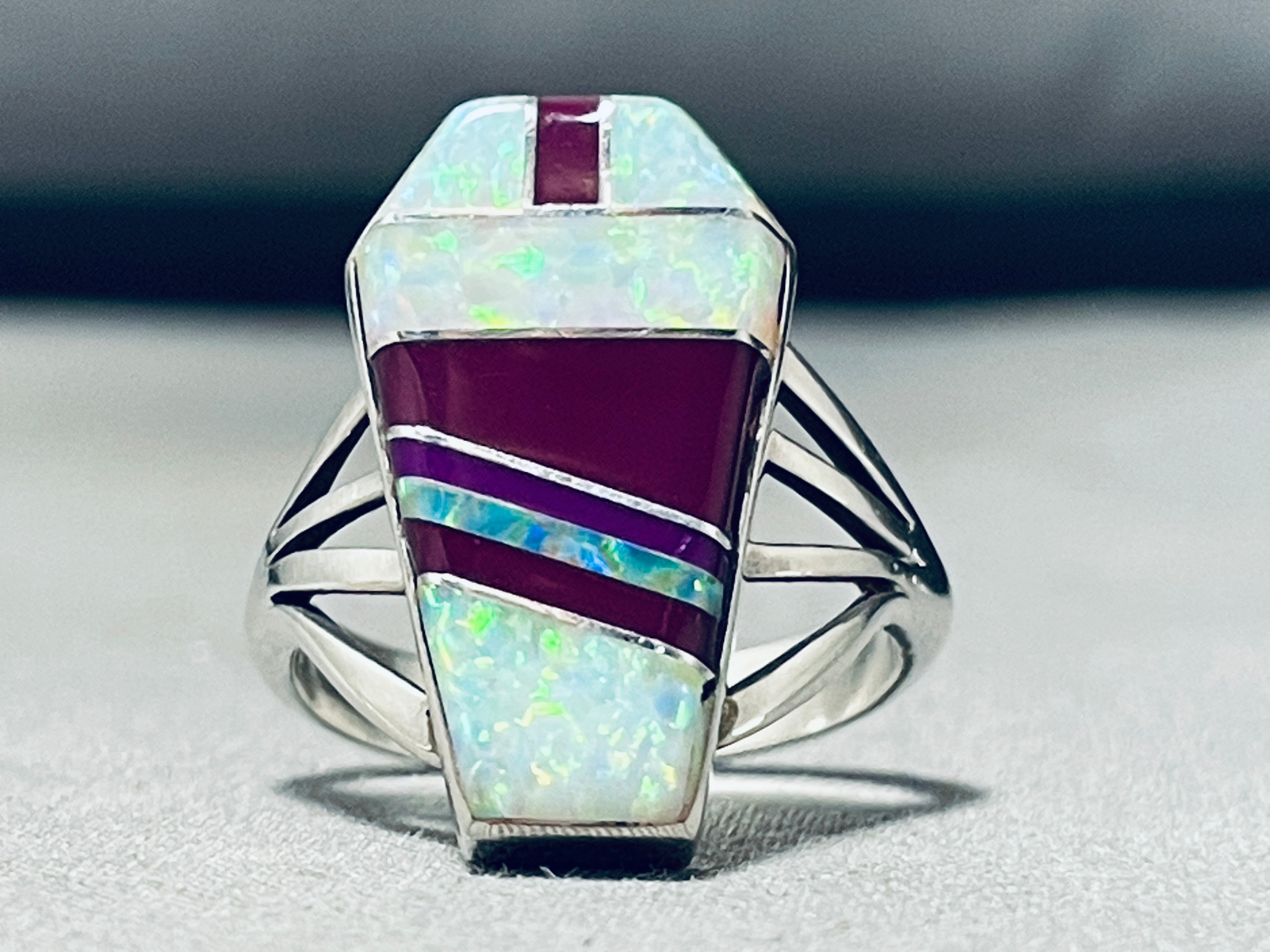 Navajo Opal Sugilite Sterling Silver Ring - Handmade Native American Jewelry for Women - Perfect for Weddings, Gifts & Spiritual Healing